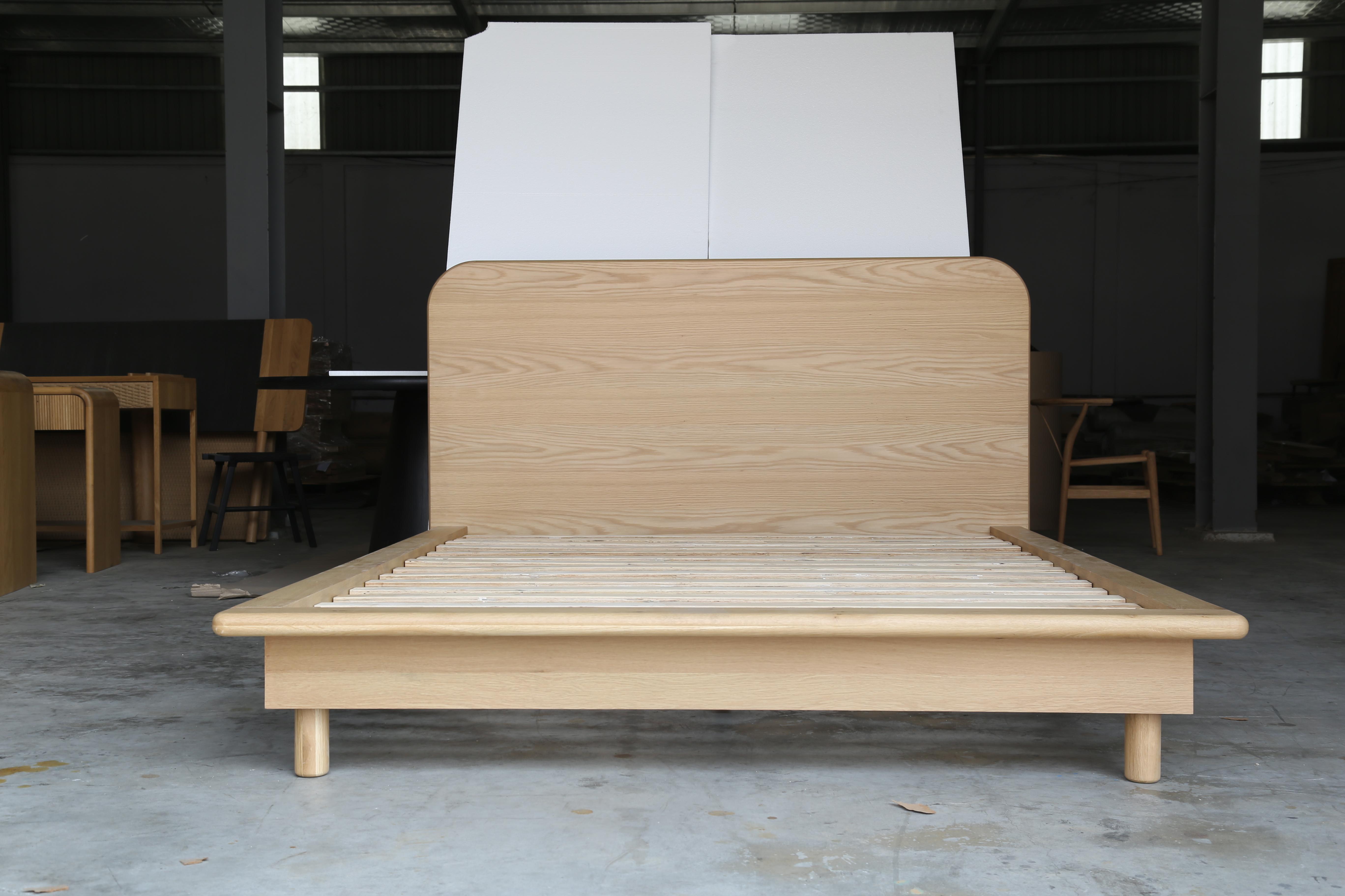 Froda bed with Solid natural oak frame, Natural oak veneer body, king size - image 2