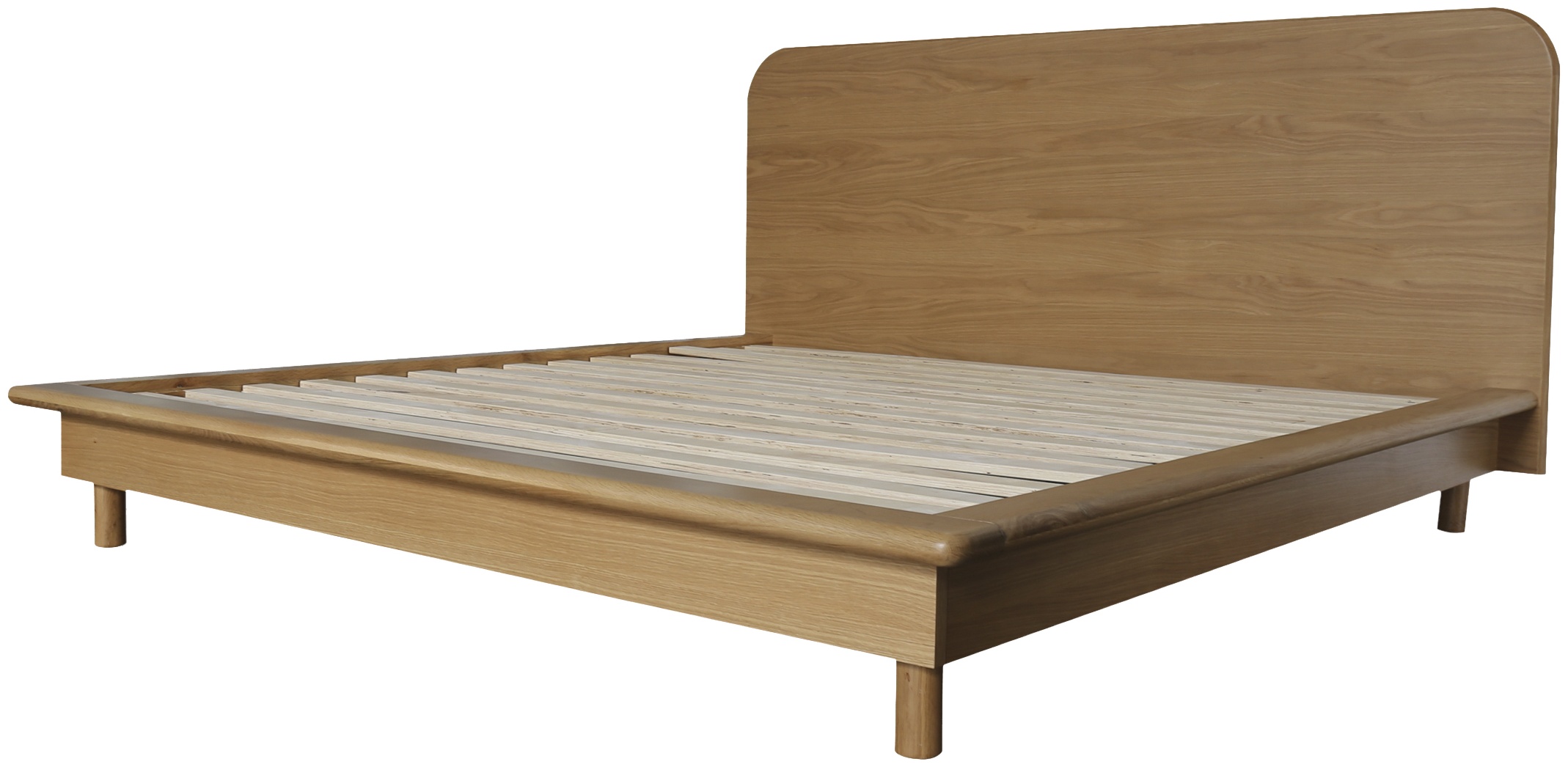Froda bed with Solid natural oak frame, Natural oak veneer body, queen size - image 2