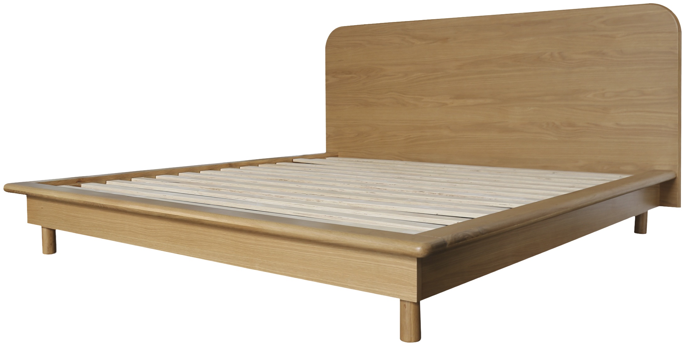 Cama Froda con marco sólido de roble natural, cuerpo de chapa de roble natural, tamaño queen cm. - image 3