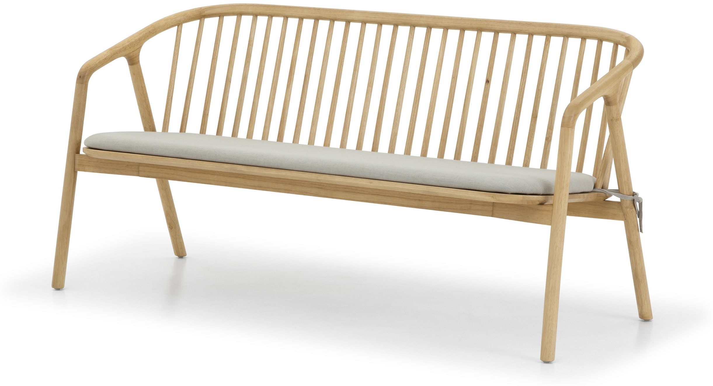 Lake lounge bench with Solid natural rubberwood frame, Diego Mineral Fabric - image 1