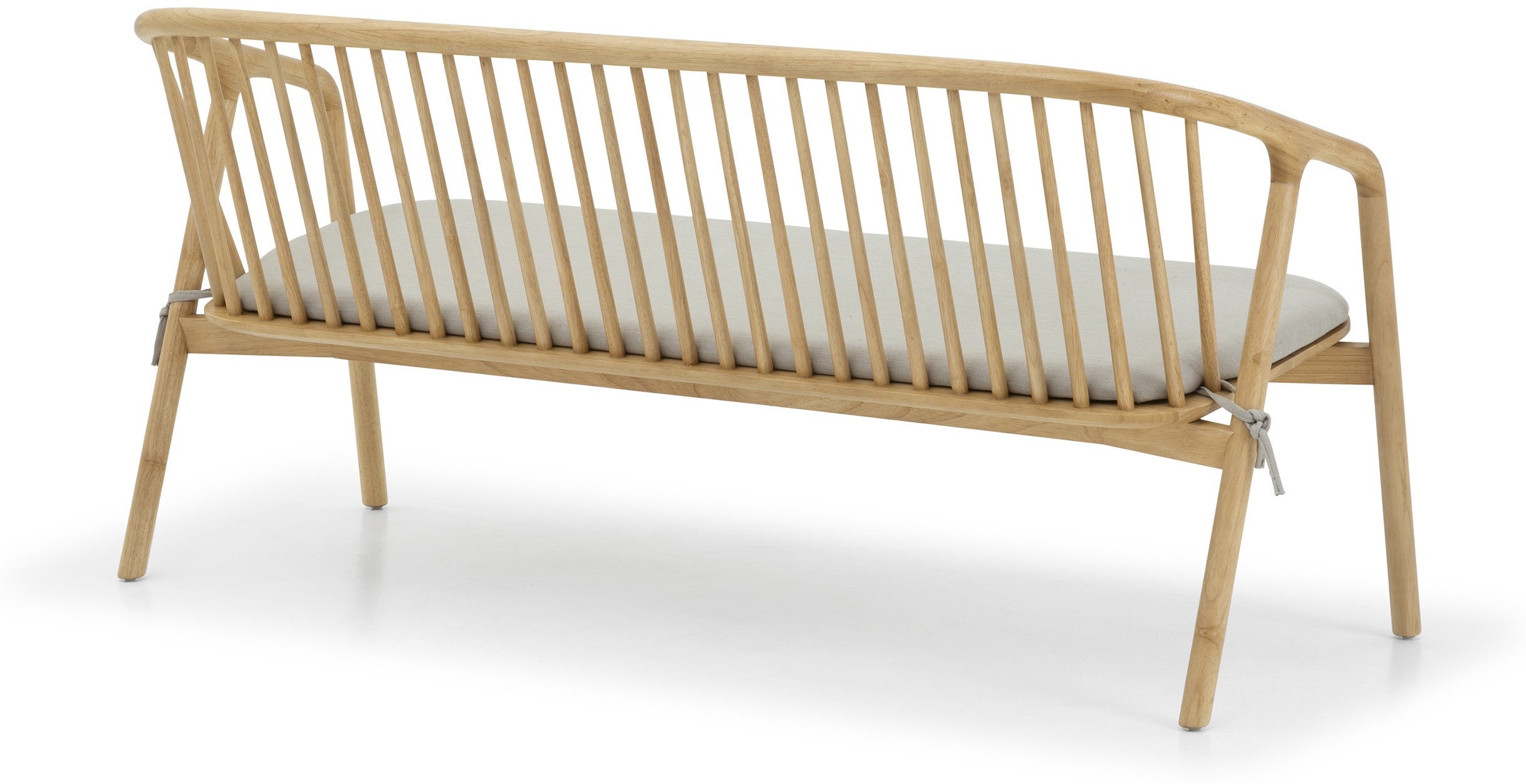 Lake lounge bench with Solid natural rubberwood frame, Diego Mineral Fabric - image 2