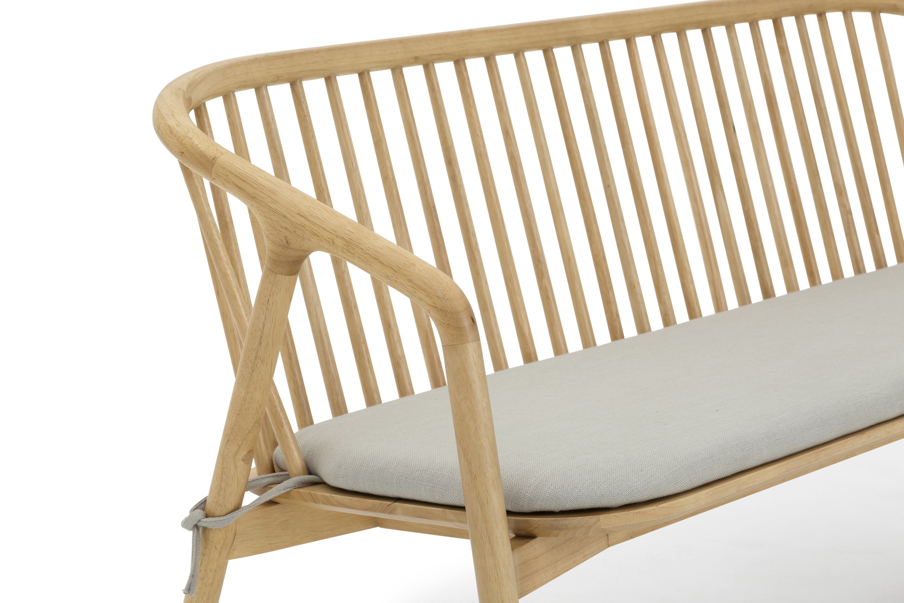 Lake lounge bench with Solid natural rubberwood frame, Diego Mineral Fabric - image 3