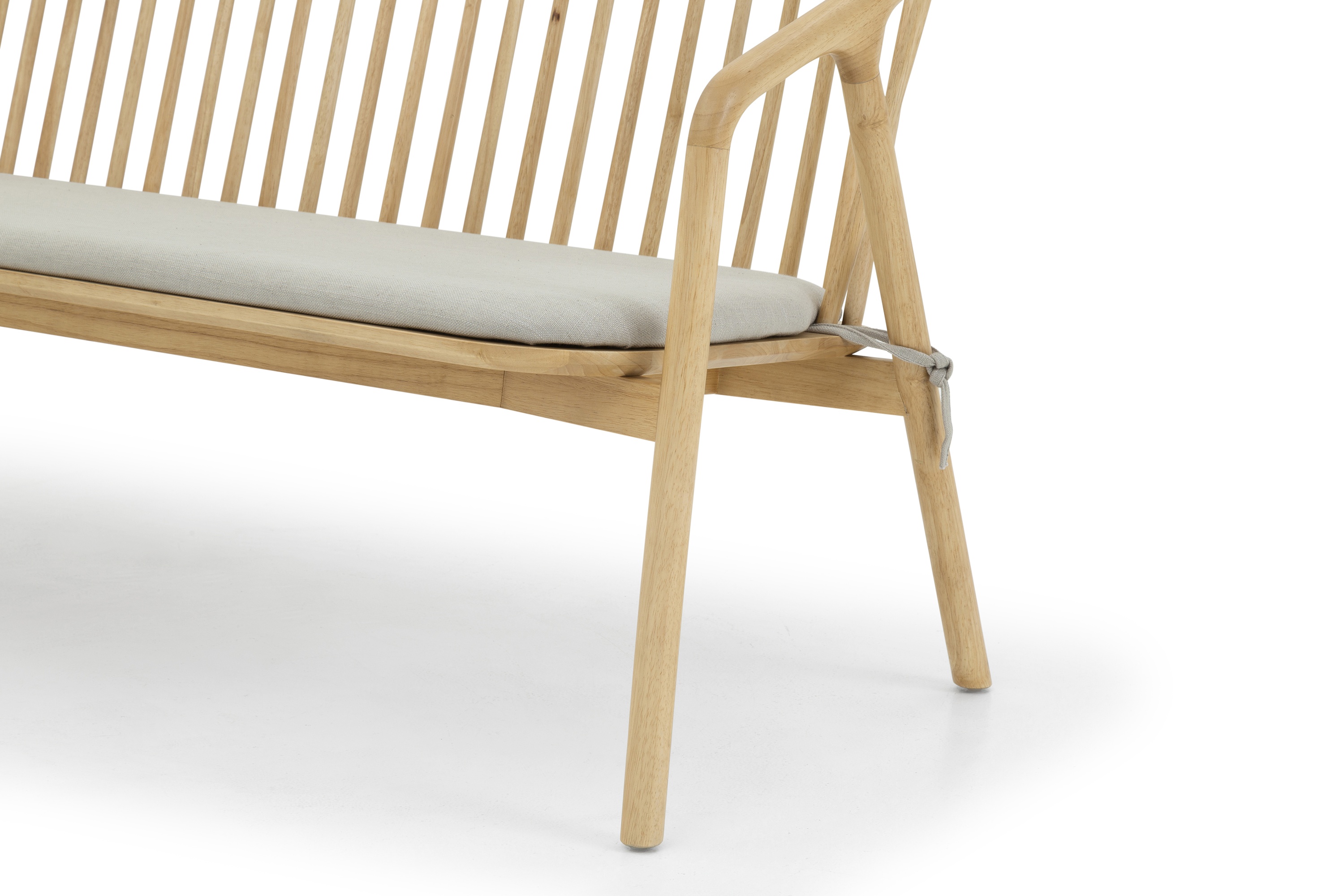 Lake lounge bench with Solid natural rubberwood frame, Diego Mineral Fabric - image 5