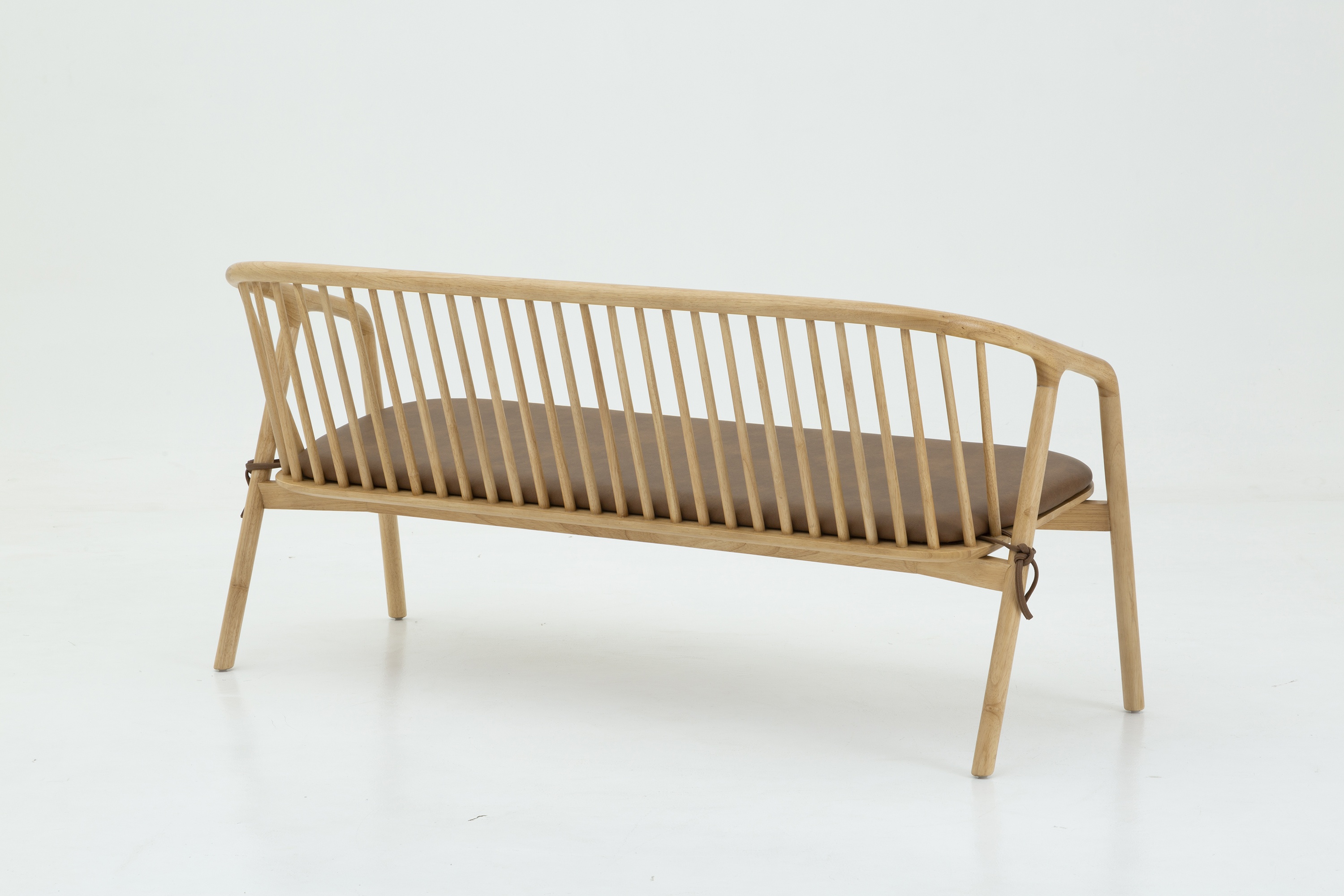 Lake lounge bench with Solid natural rubberwood frame, Courier Hazel Leather - image 2