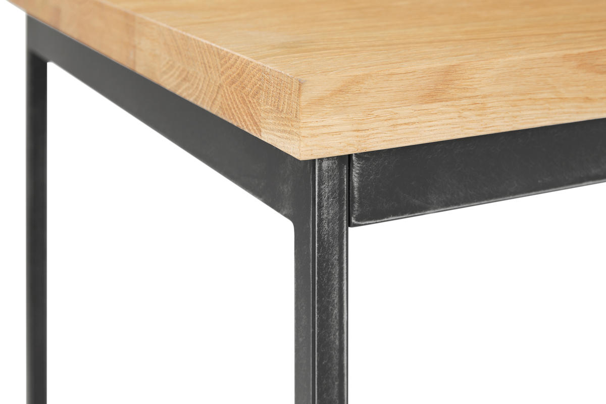 Calia bar table with Black Powder coated steel frame, Solid natural oak top - image 3