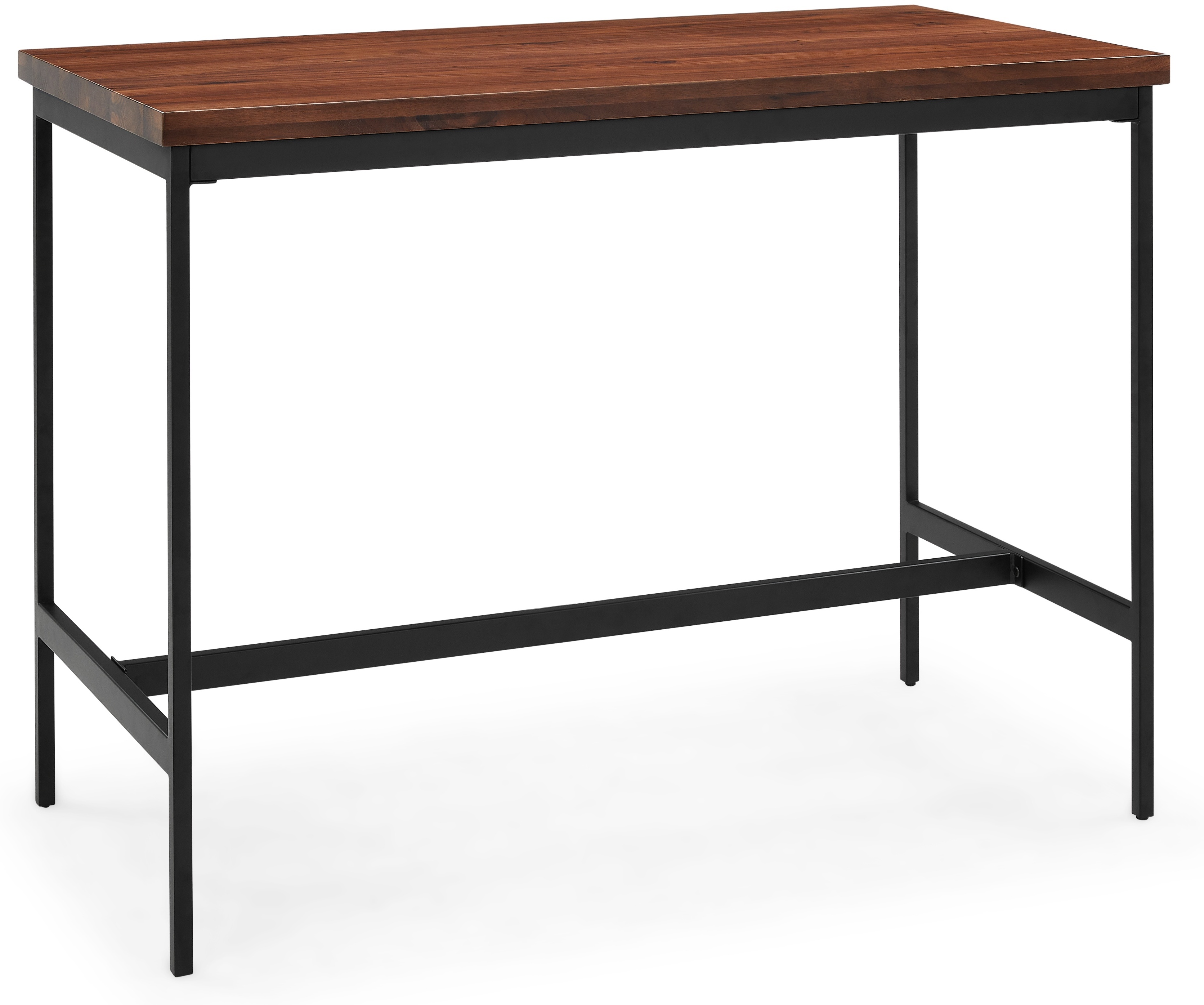 Mesa de bar Calia con marco de acero con pintura electrostática negra, tapa sólida de walnut natural. - image 1