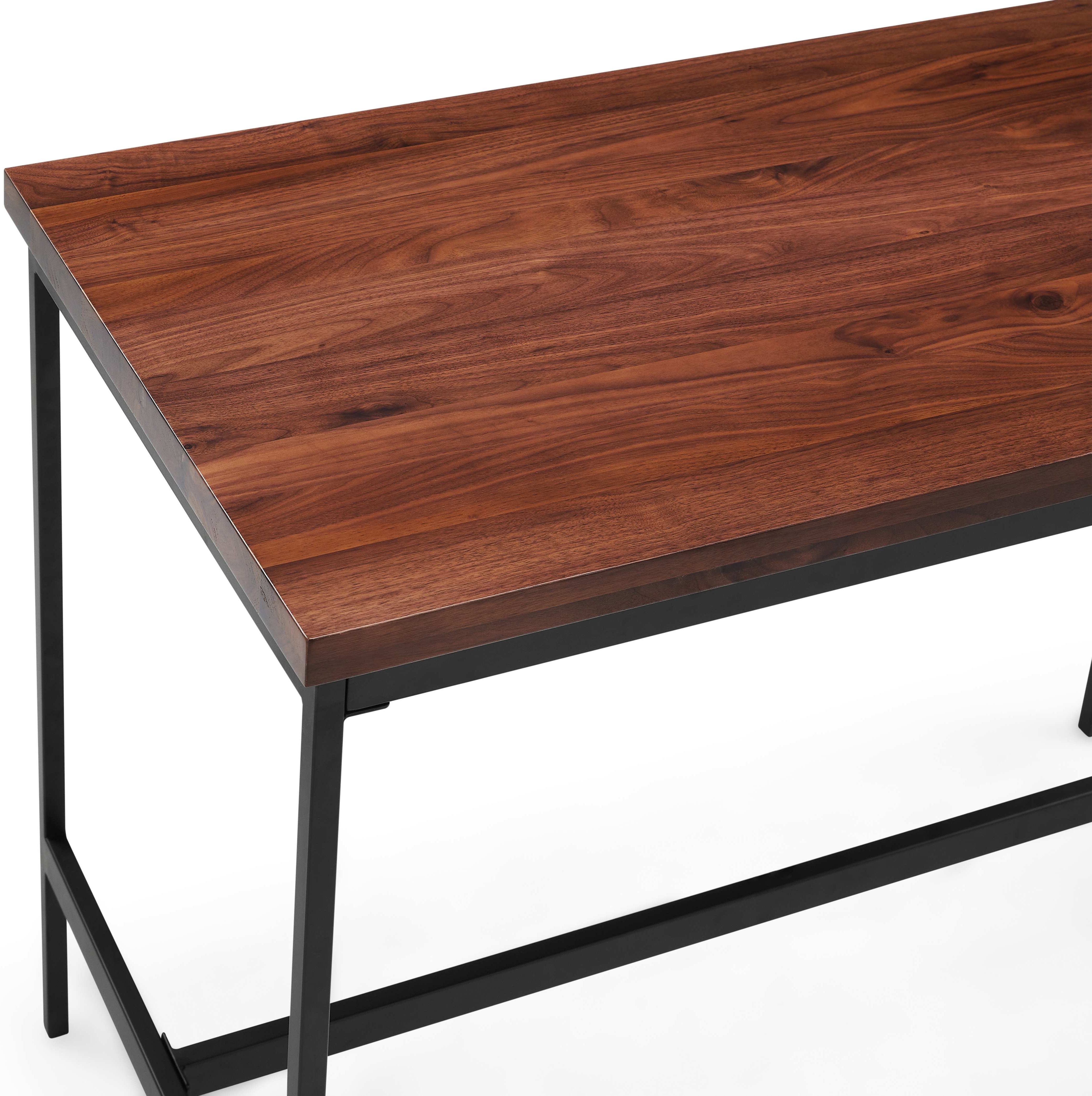 Mesa de bar Calia con marco de acero con pintura electrostática negra, tapa sólida de walnut natural. - image 4