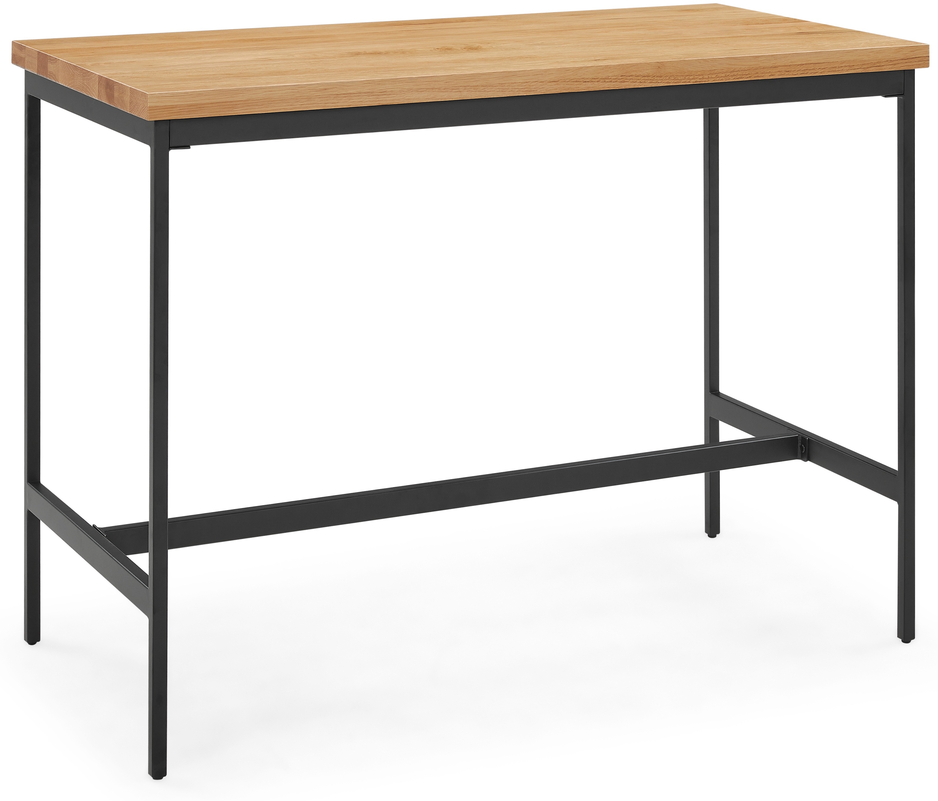 Mesa consola calia con marco de acero recubierto en pintura electrostática negra, sobre de roble natural sólido, 120 cm. - image 1