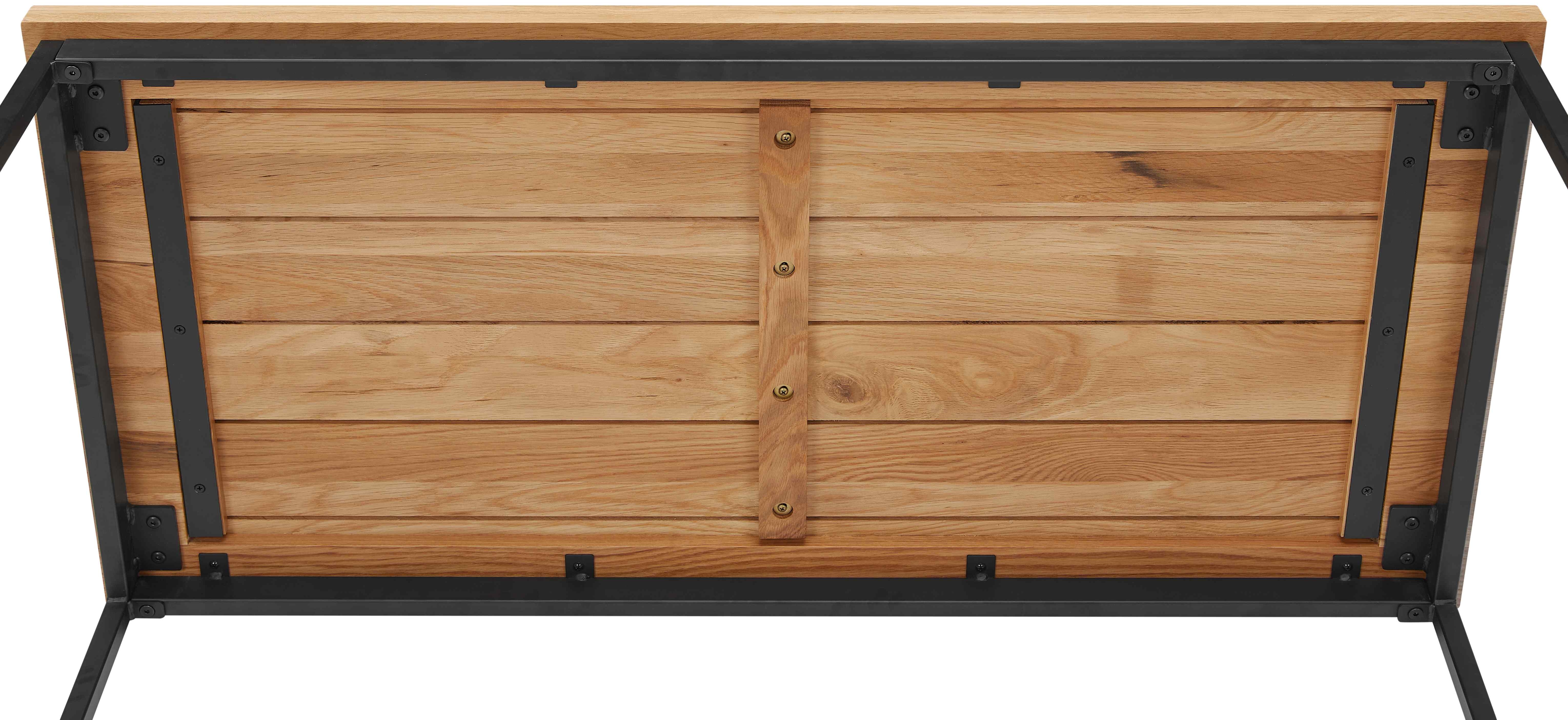 calia console table with Black Powder coated steel frame, Solid natural oak top, 120 cm - image 3