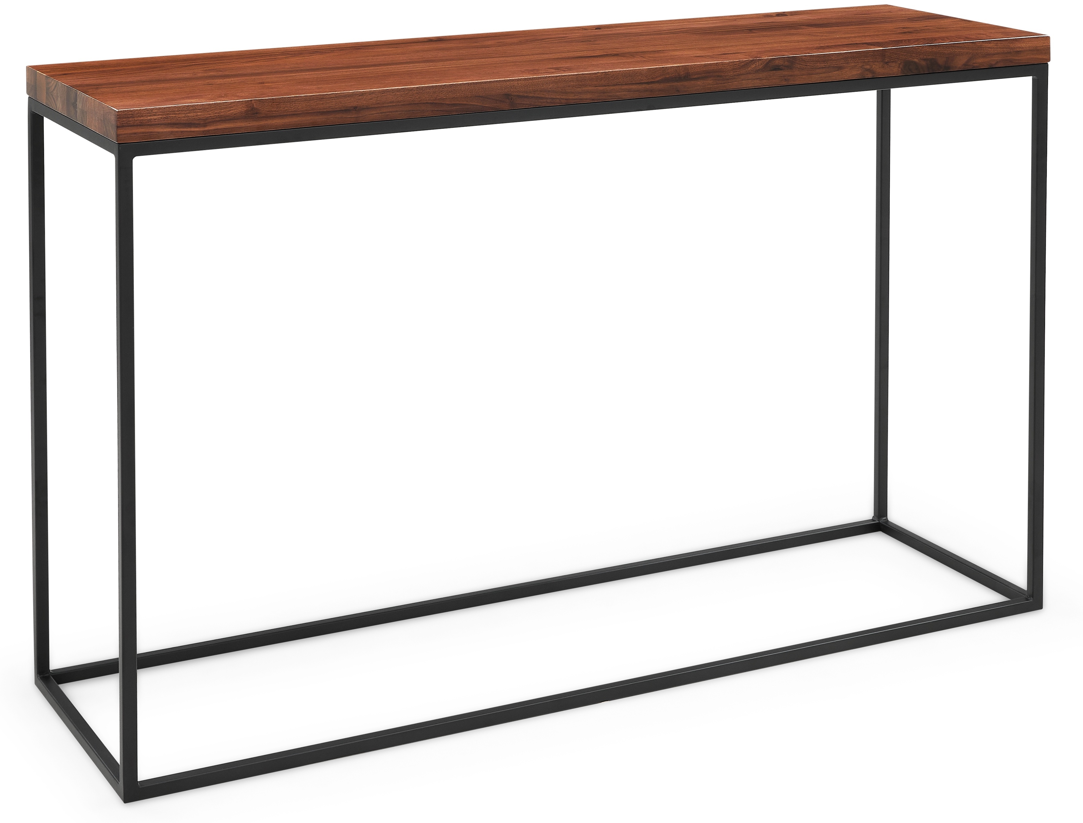 Mesa consola calia con marco de acero recubierto en pintura electrostática negra, tapa sólida de walnut natural, 120 cm. - image 1