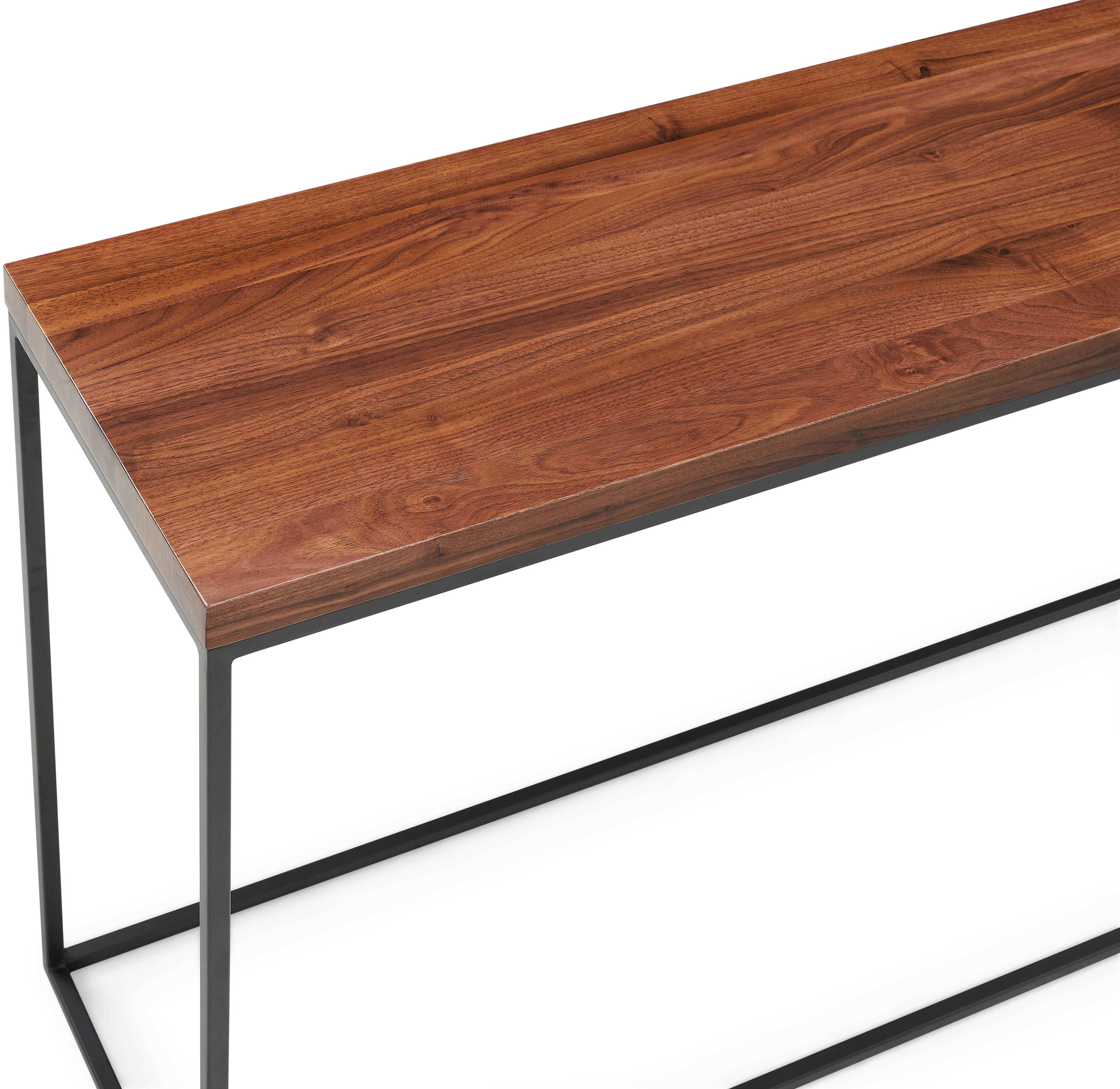 Mesa consola calia con marco de acero recubierto en pintura electrostática negra, tapa sólida de walnut natural, 120 cm. - image 4