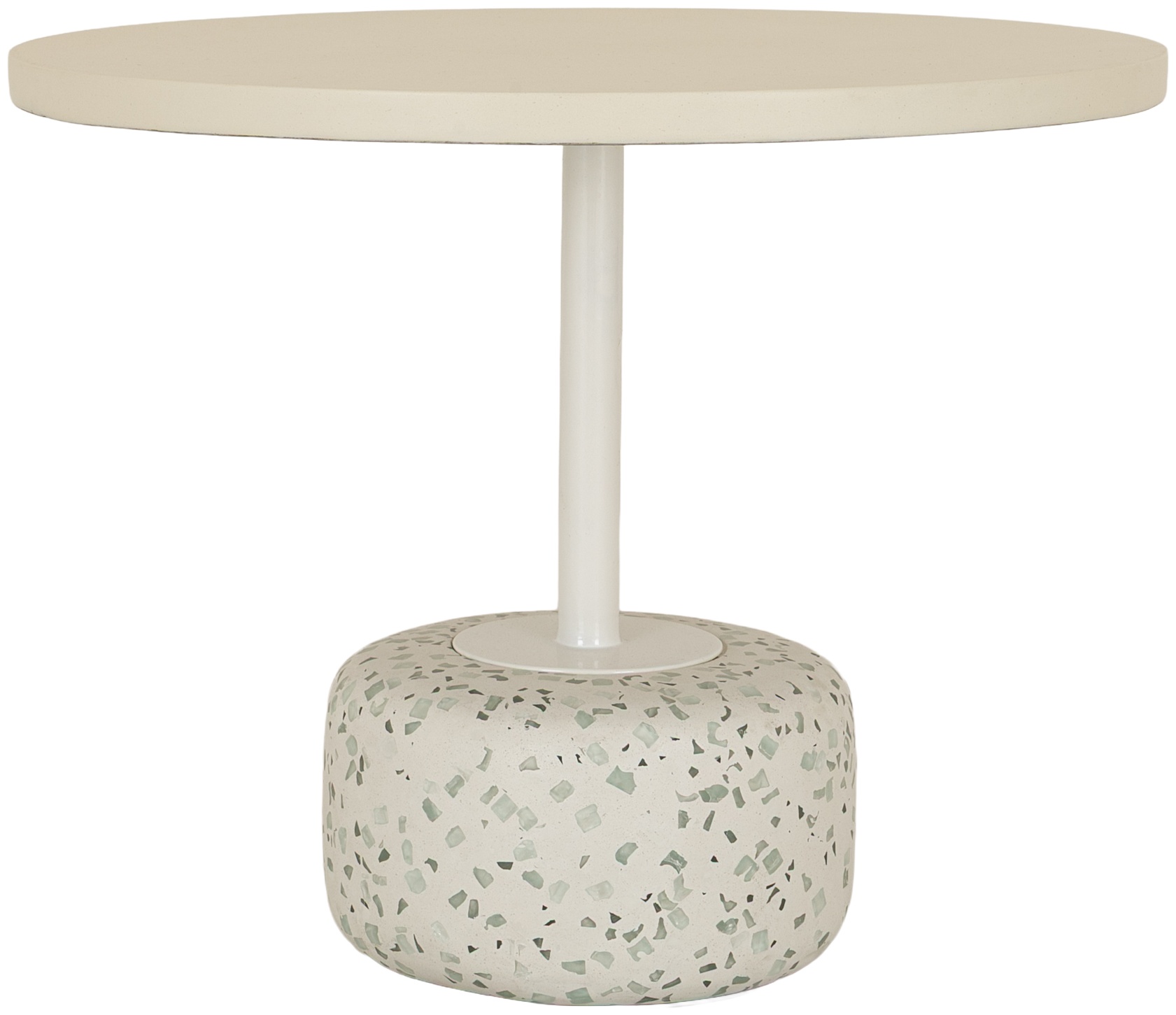 Mesa de café redonda Cora con marco de terrazo blanco con escamas de colores, sobre de cemento de fibra color crema con acabado plano, 61 cm - image 3