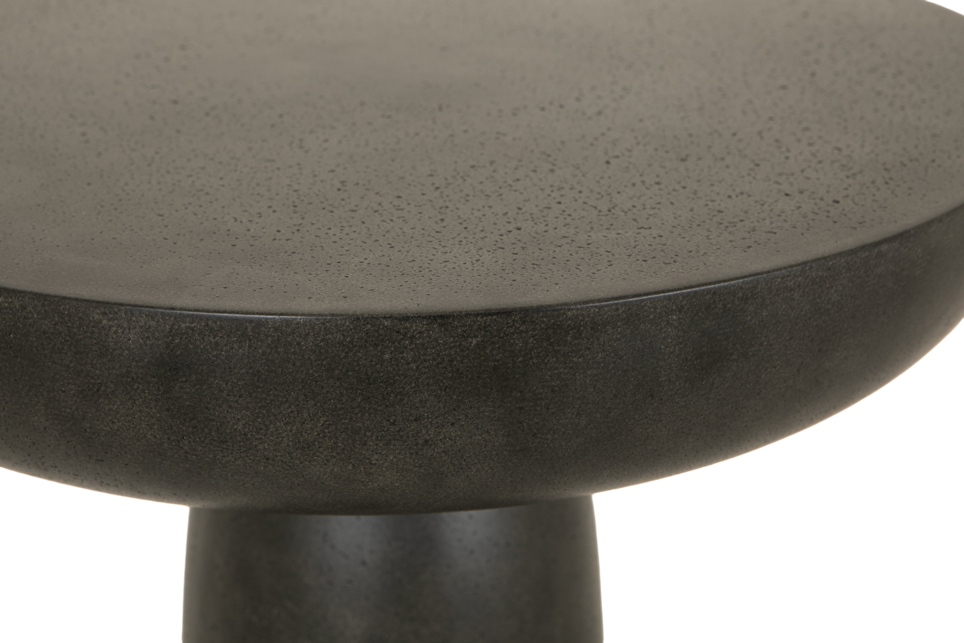 Mesa de centro Gato con marco de cemento negro fibroso con acabado picado, 50 cm. - image 2