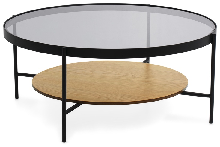 Mesa de centro glam con marco de vidrio ahumado, 90 cm. - image 1