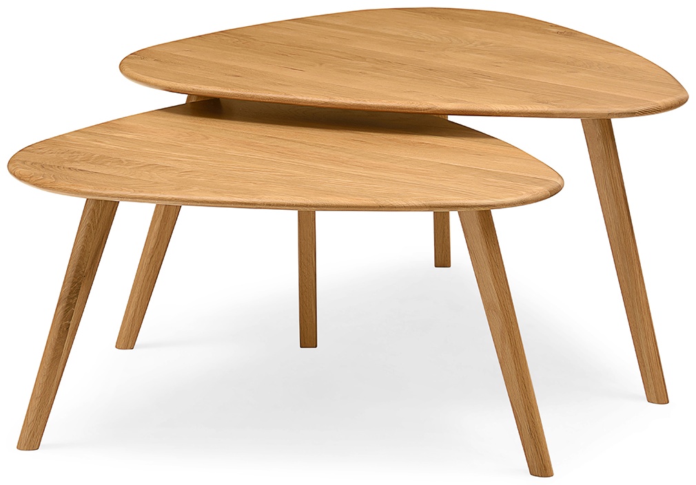 Sterling Nest of 2 Tables with Solid natural oak frame, 90 cm - image 1