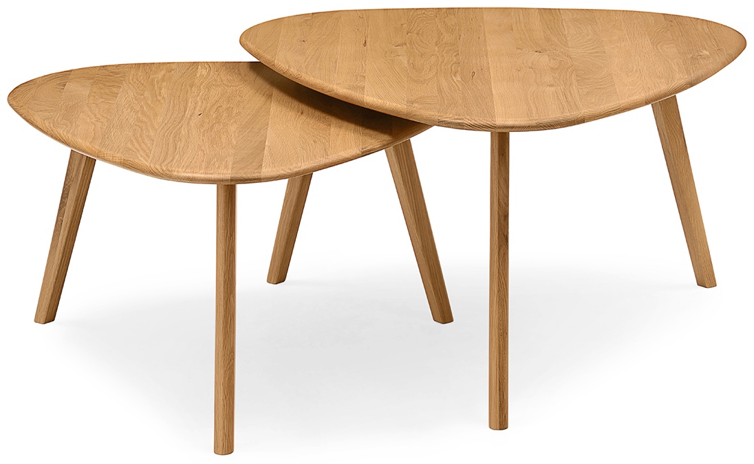 Sterling Nest of 2 Tables with Solid natural oak frame, 90 cm - image 3