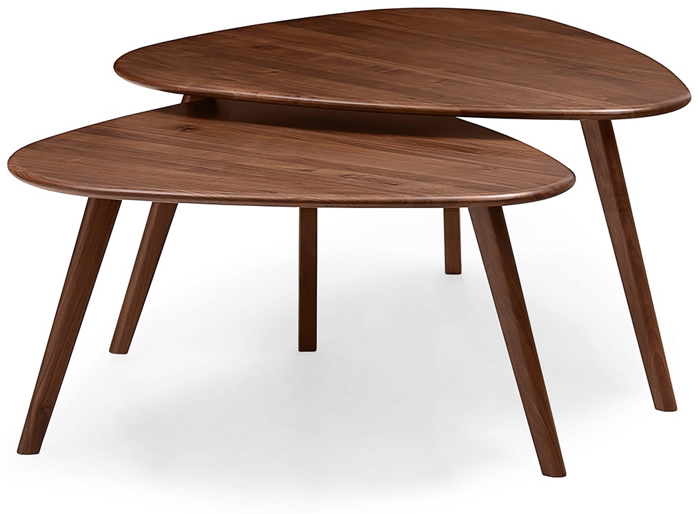 Sterling Nido de 2 Mesas con marco sólido de walnut natural, 90 cm - image 1
