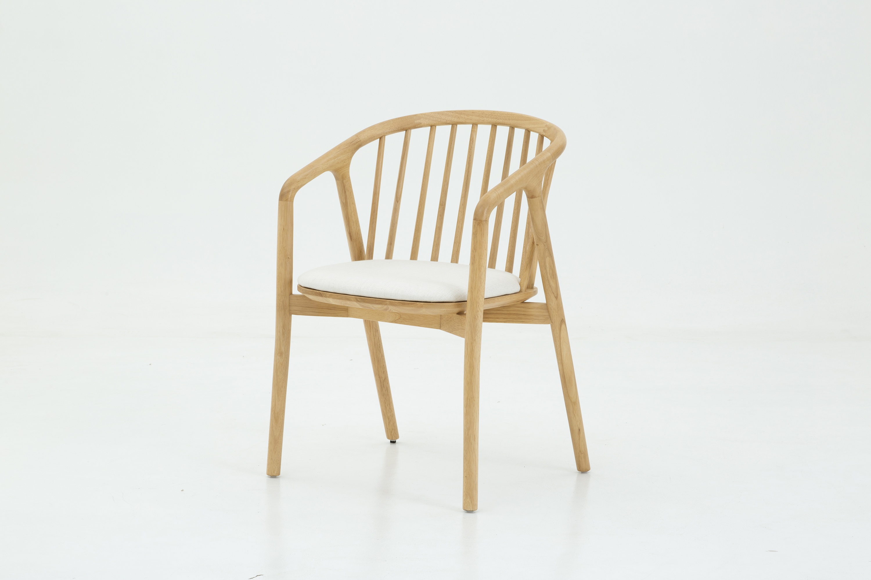 Silla de brazos Lake con marco sólido de rubberwood natural, tela Diego Cream - image 1