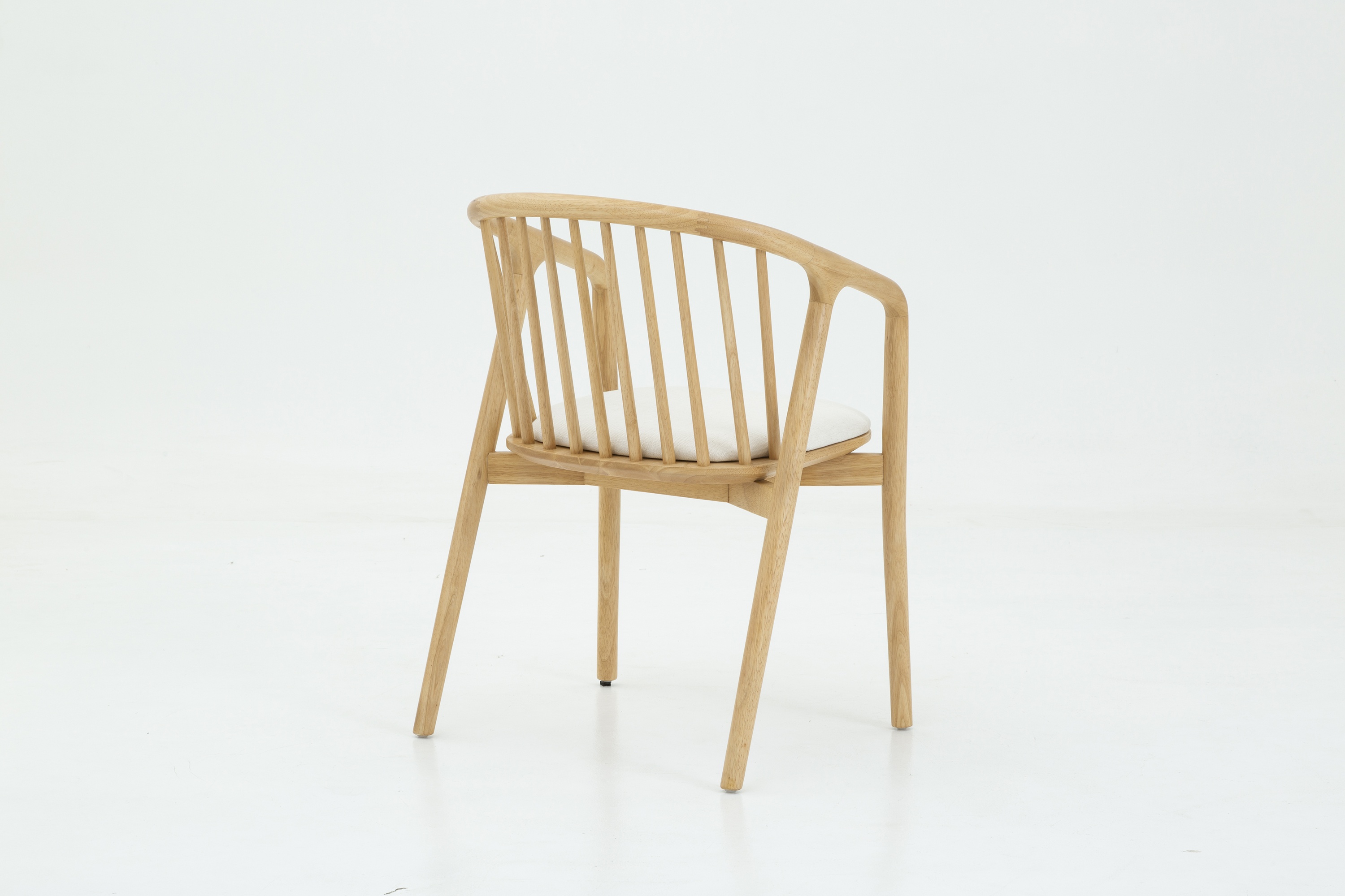 Silla de brazos Lake con marco sólido de rubberwood natural, tela Diego Cream - image 2