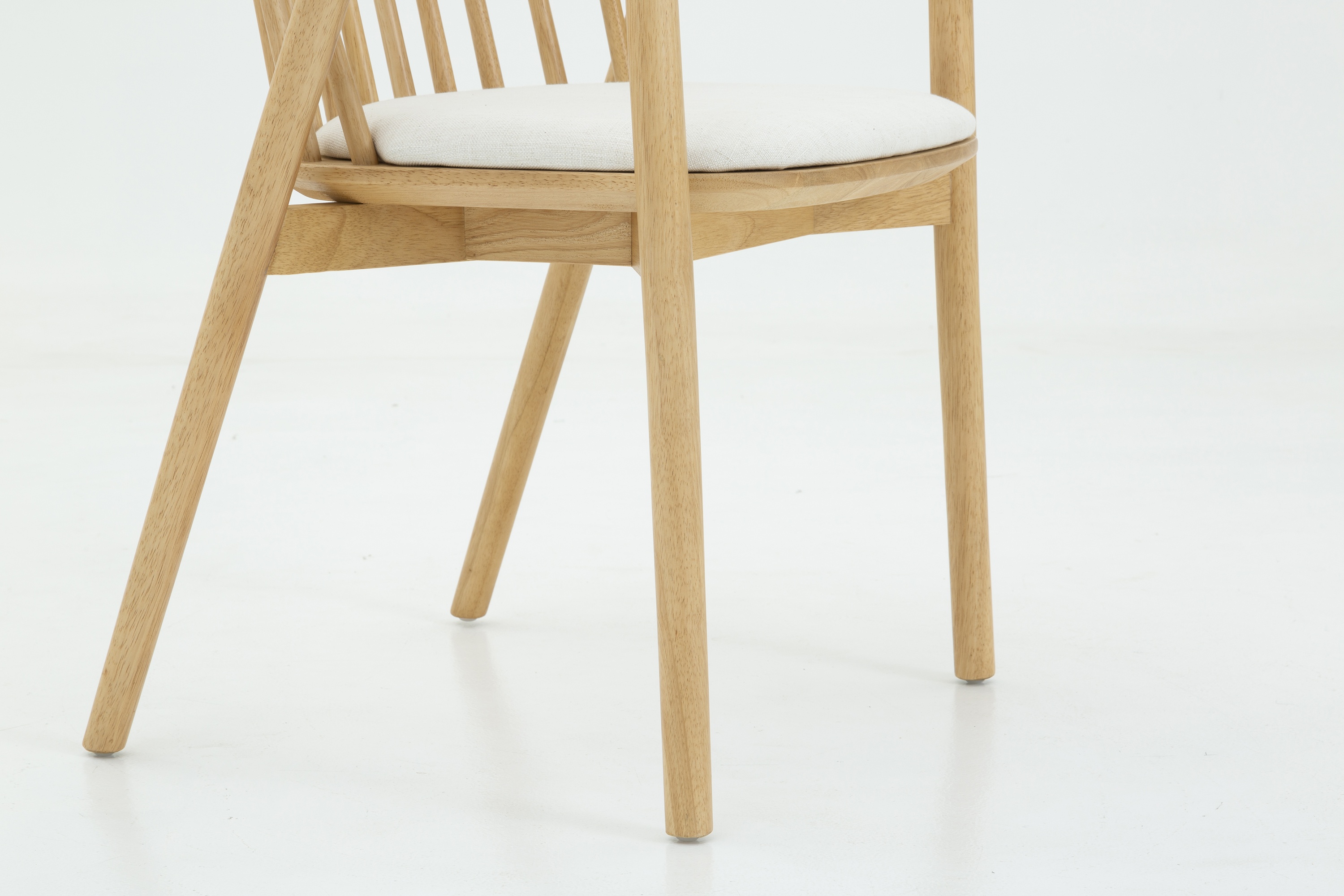 Silla de brazos Lake con marco sólido de rubberwood natural, tela Diego Cream - image 5