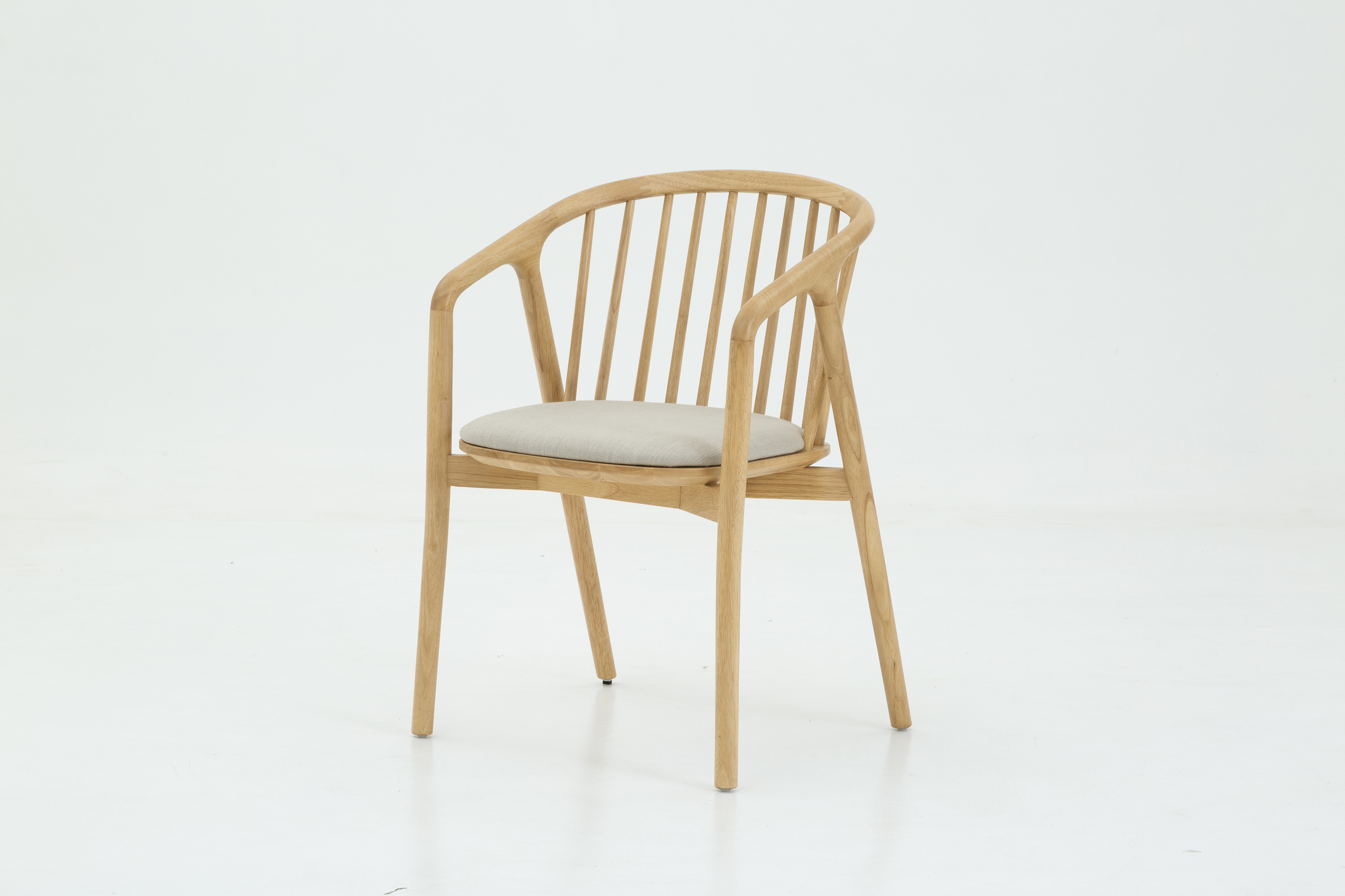 Silla de brazos Lake con marco sólido de rubberwood natural, tela Diego Natural - image 1