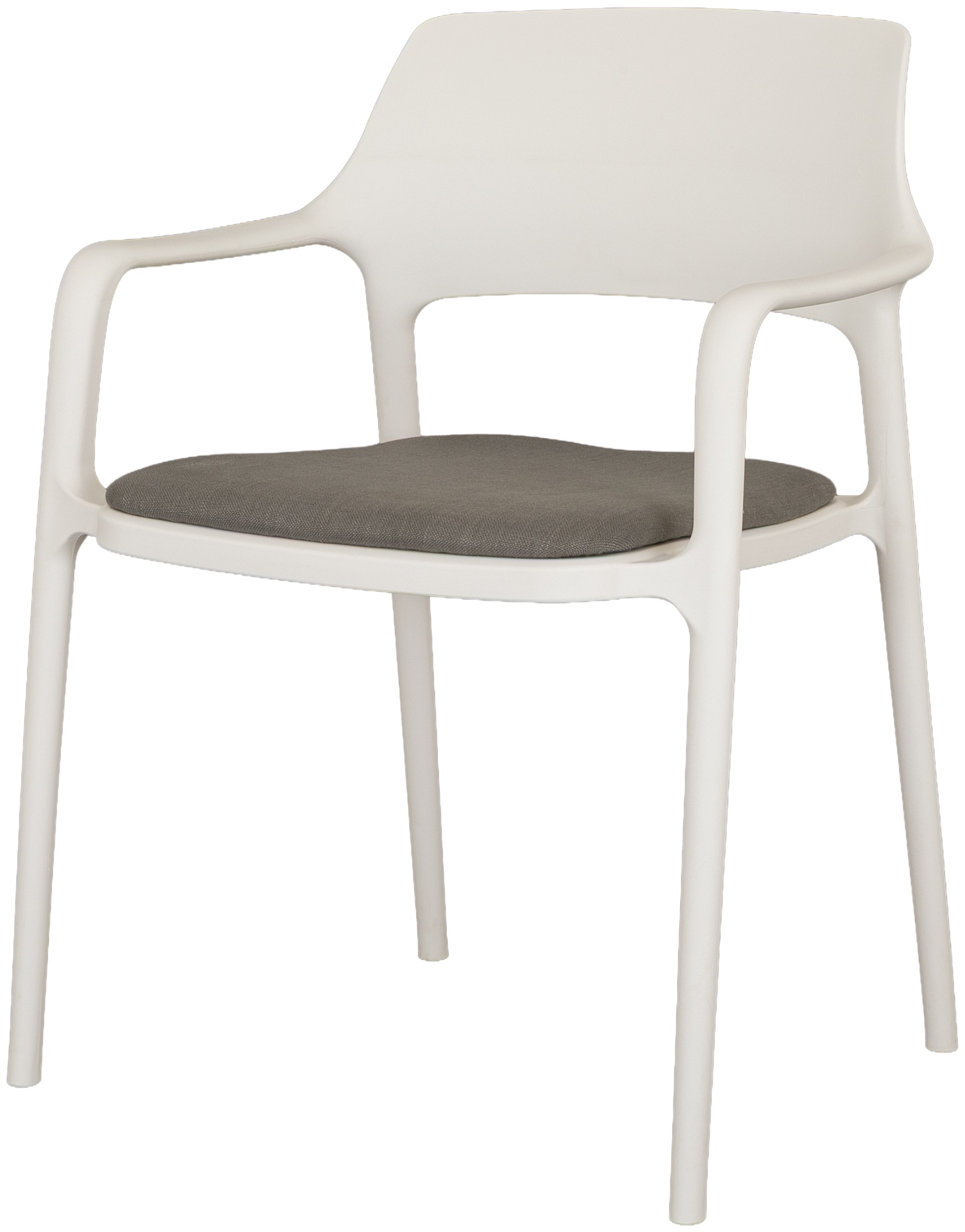 Silla Medusa con asiento tapizado y marco de polipropileno en blanco, tela Diego Steel. - image 1