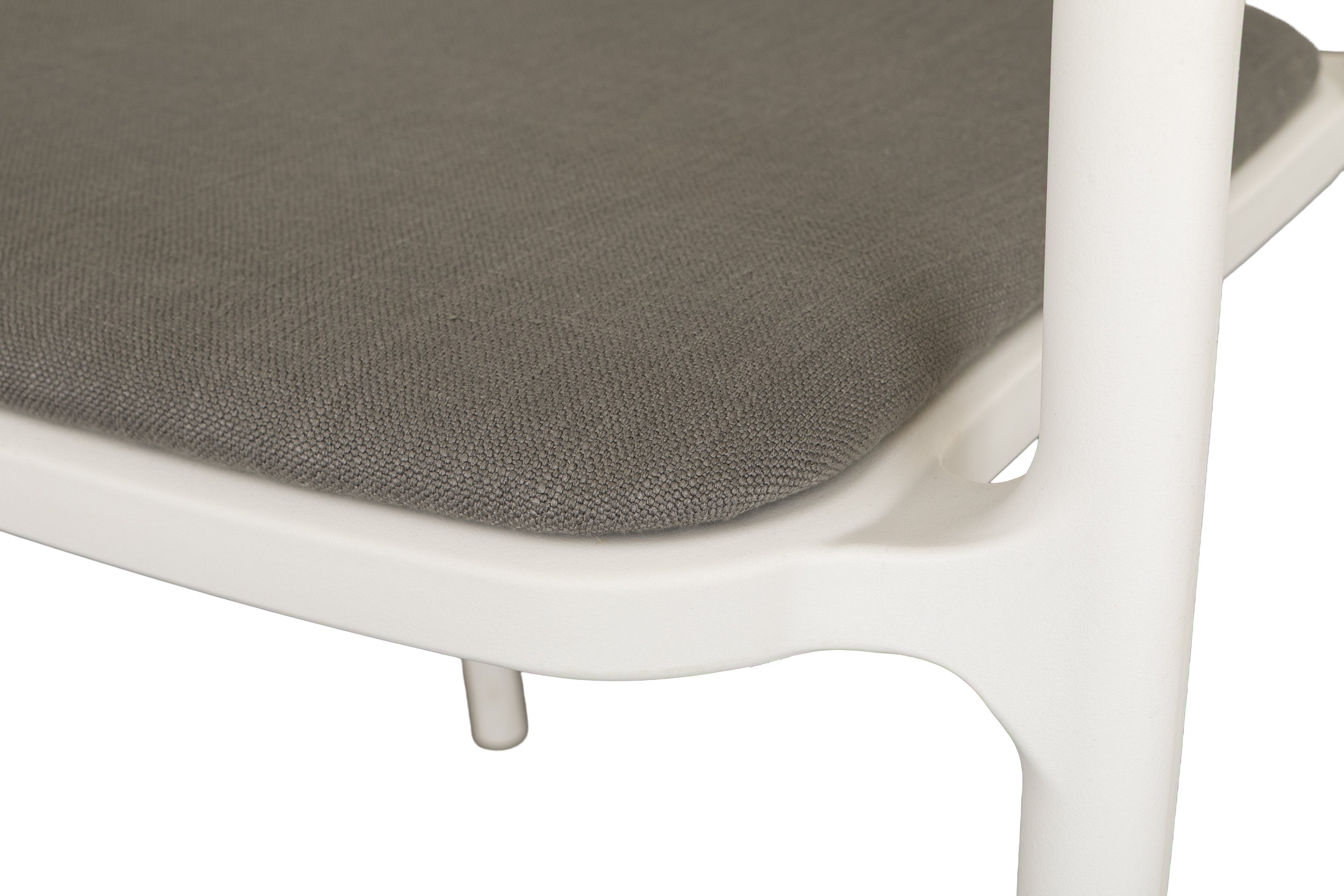 Silla Medusa con asiento tapizado y marco de polipropileno en blanco, tela Diego Steel. - image 2