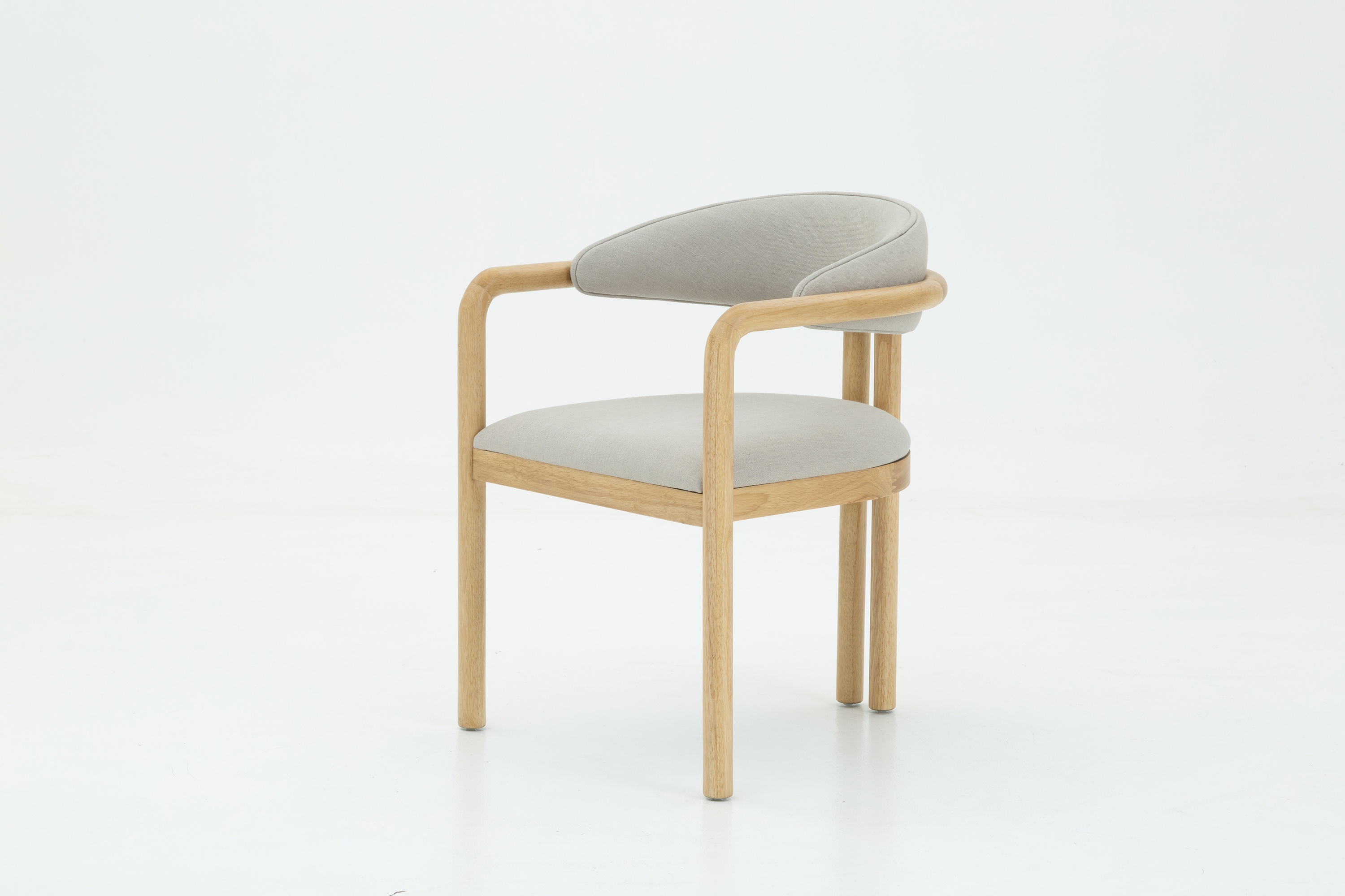 Silla de brazos Palermo con marco sólido de rubberwood natural, tela Diego Mineral - image 3