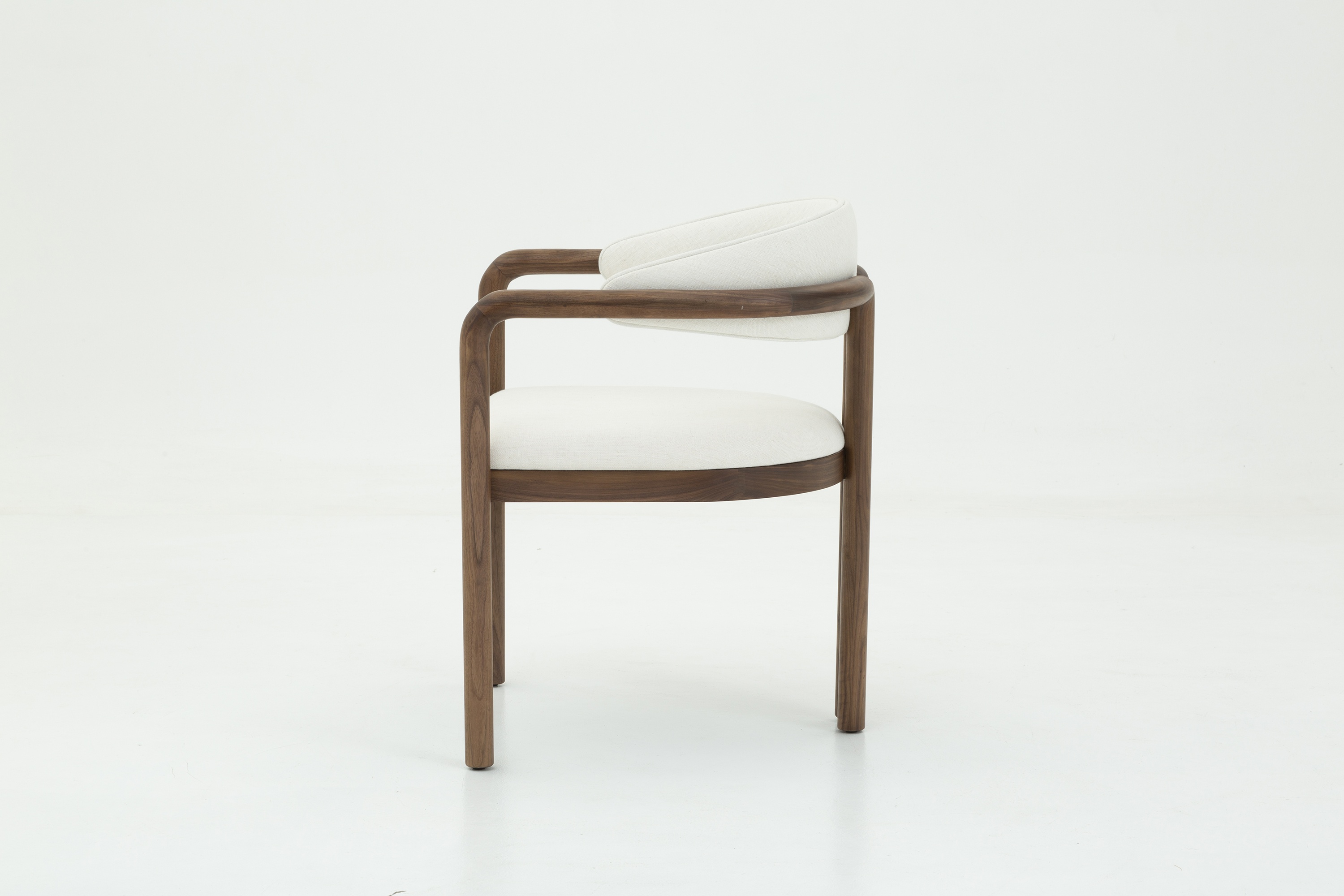 Palermo arm chair with Solid natural walnut frame, Diego Cream Fabric - image 2