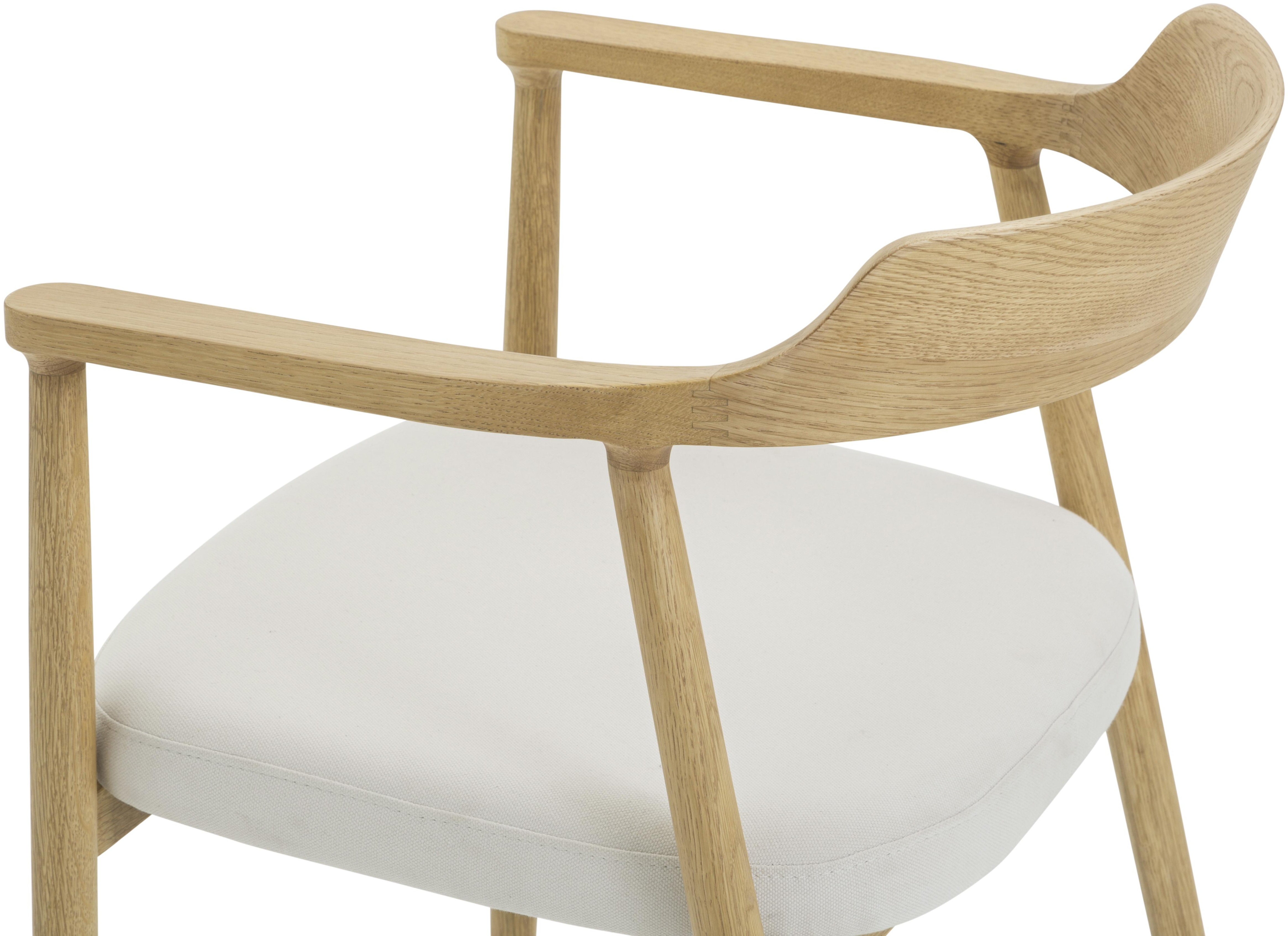 Silla de brazos Verona con marco sólido de rubberwood natural, tela Diego Cream - image 2
