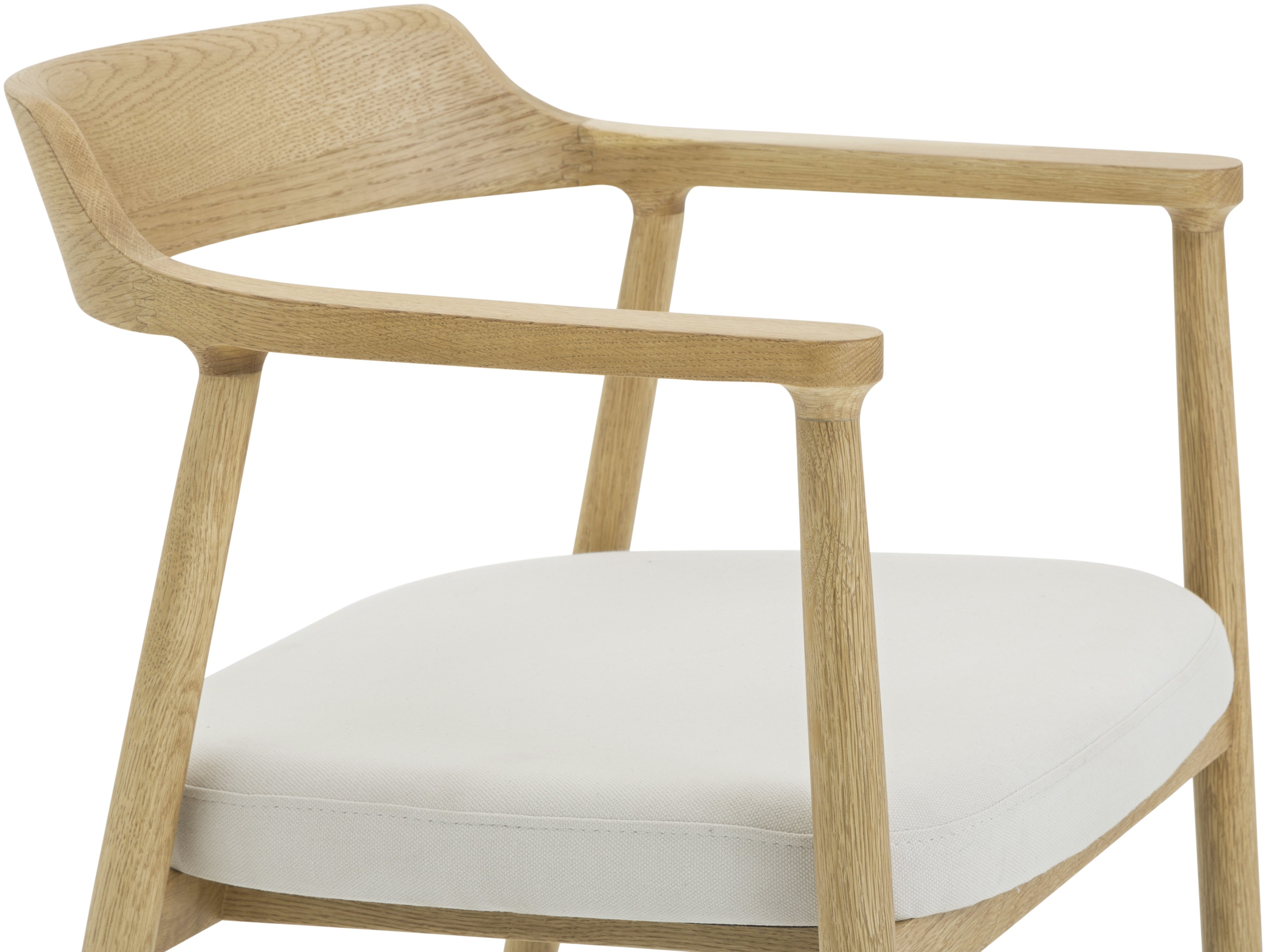 Silla de brazos Verona con marco sólido de rubberwood natural, tela Diego Cream - image 3