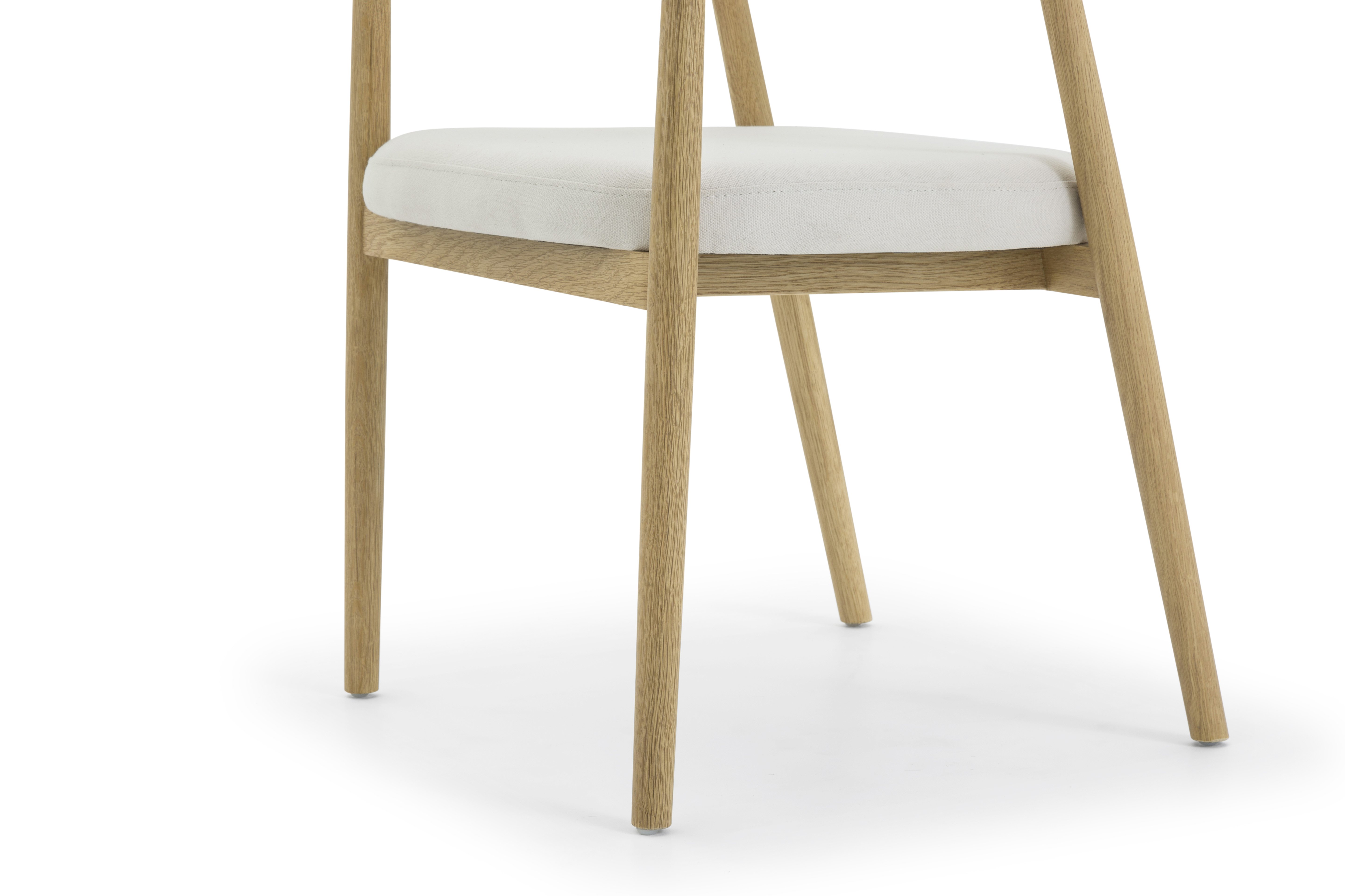 Silla de brazos Verona con marco sólido de rubberwood natural, tela Diego Cream - image 4