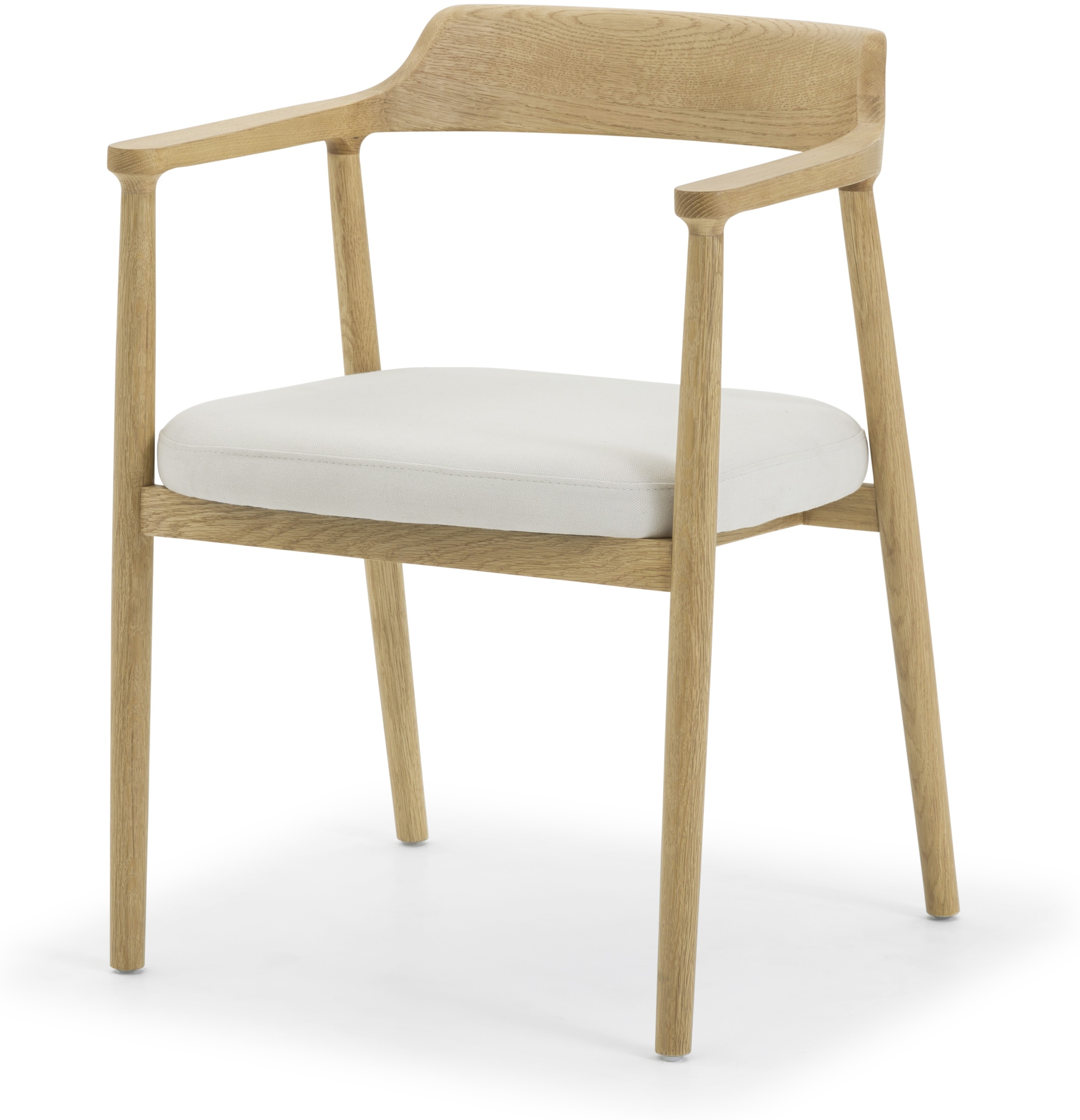 Silla de brazos Verona con marco sólido de rubberwood natural, tela Diego Mineral. - image 1