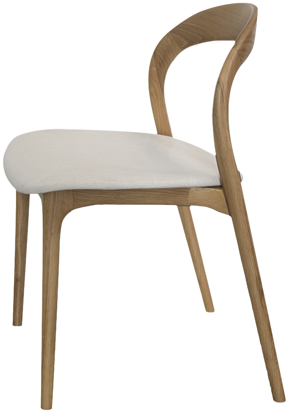 Silla de comedor de bentwood con marco de roble natural sólido, tela Diego Cream. - image 1