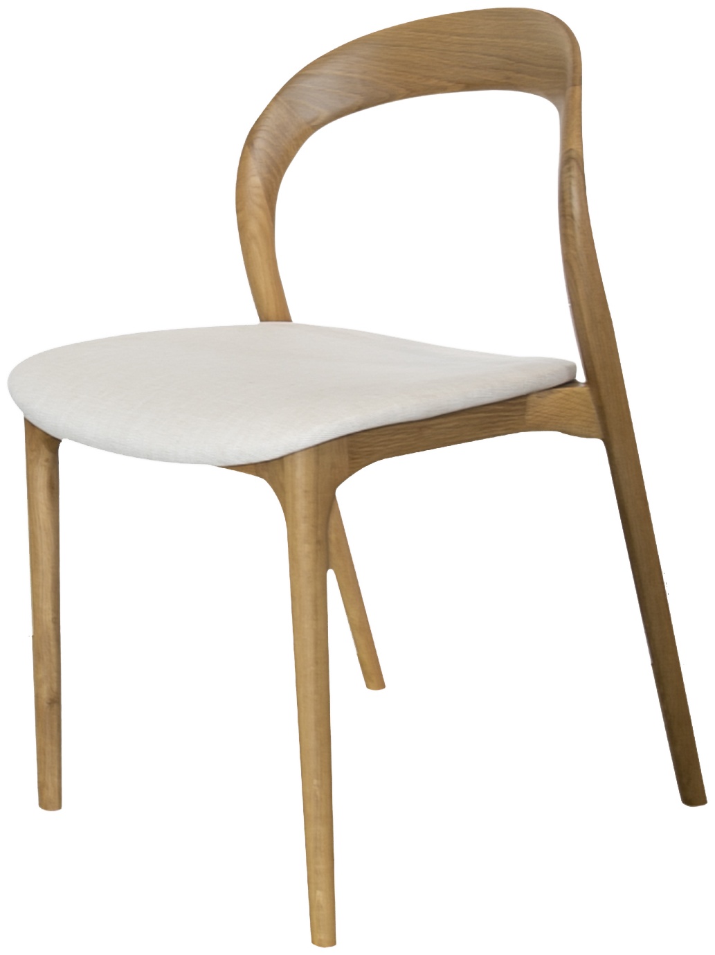 Silla de comedor de bentwood con marco de roble natural sólido, tela Diego Cream. - image 2