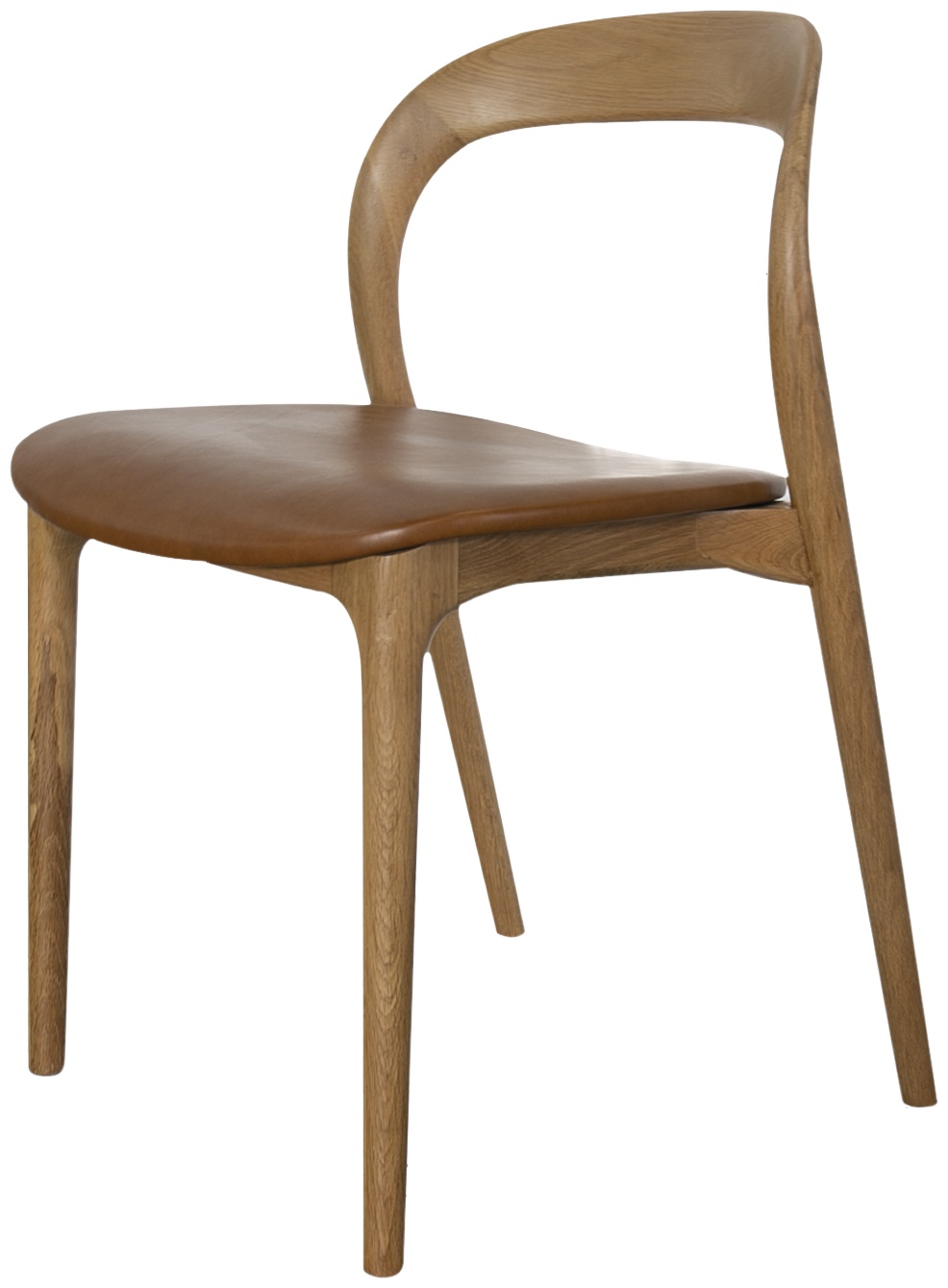 Silla de comedor de bentwood con marco de roble natural sólido, cuero Oxford Spice. - image 1