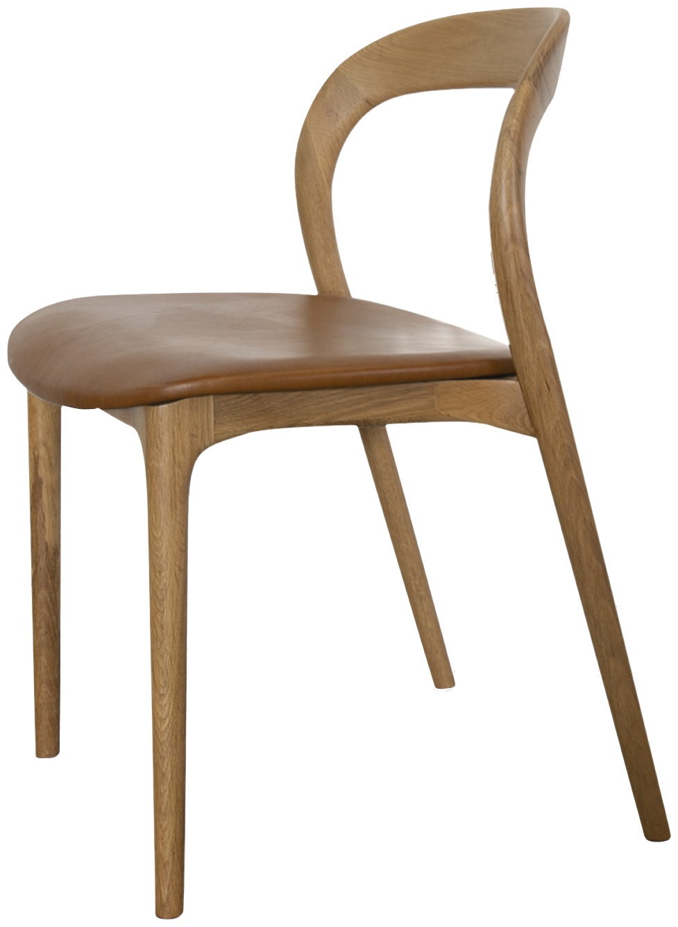 Silla de comedor de bentwood con marco de roble natural sólido, cuero Oxford Spice. - image 3