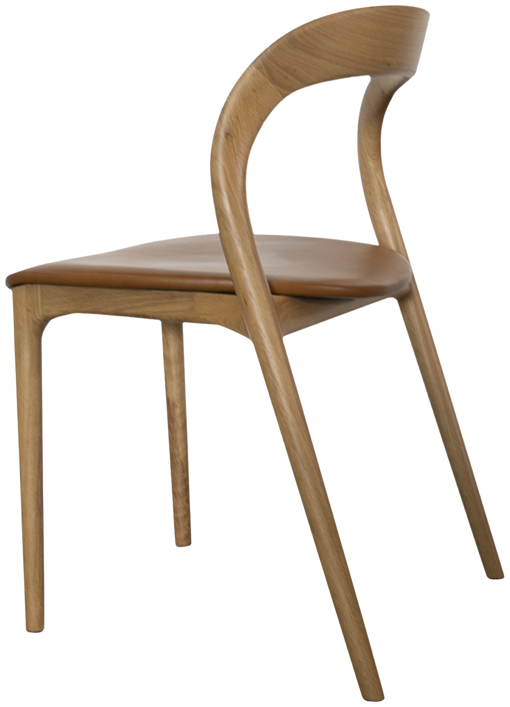 Silla de comedor de bentwood con marco de roble natural sólido, cuero Oxford Spice. - image 4