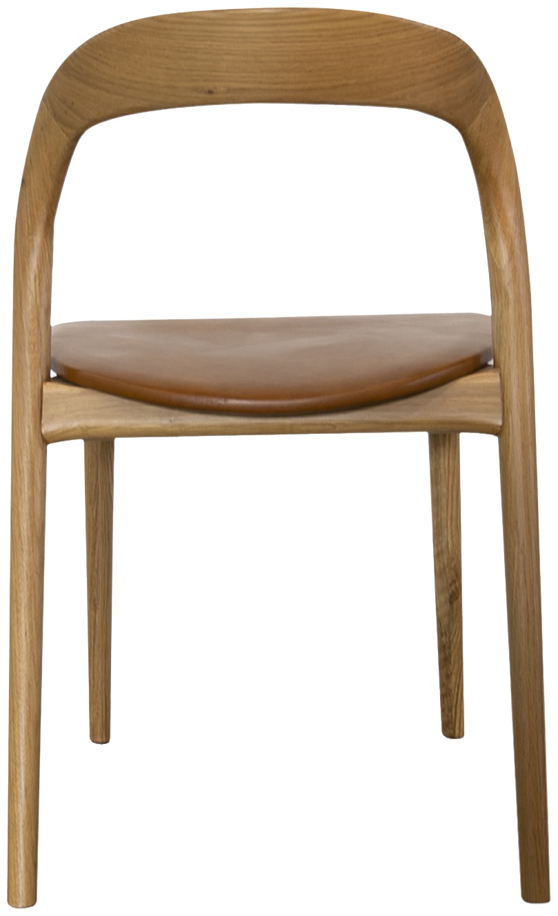 Silla de comedor de bentwood con marco de roble natural sólido, cuero Oxford Spice. - image 5