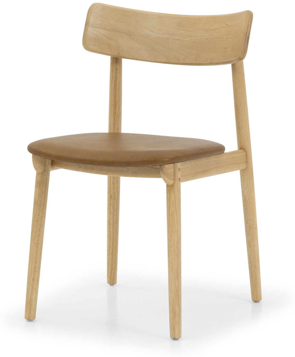 silla de comedor connect con marco de rubberwood natural sólido, Cuero Oxford Spice - image 1