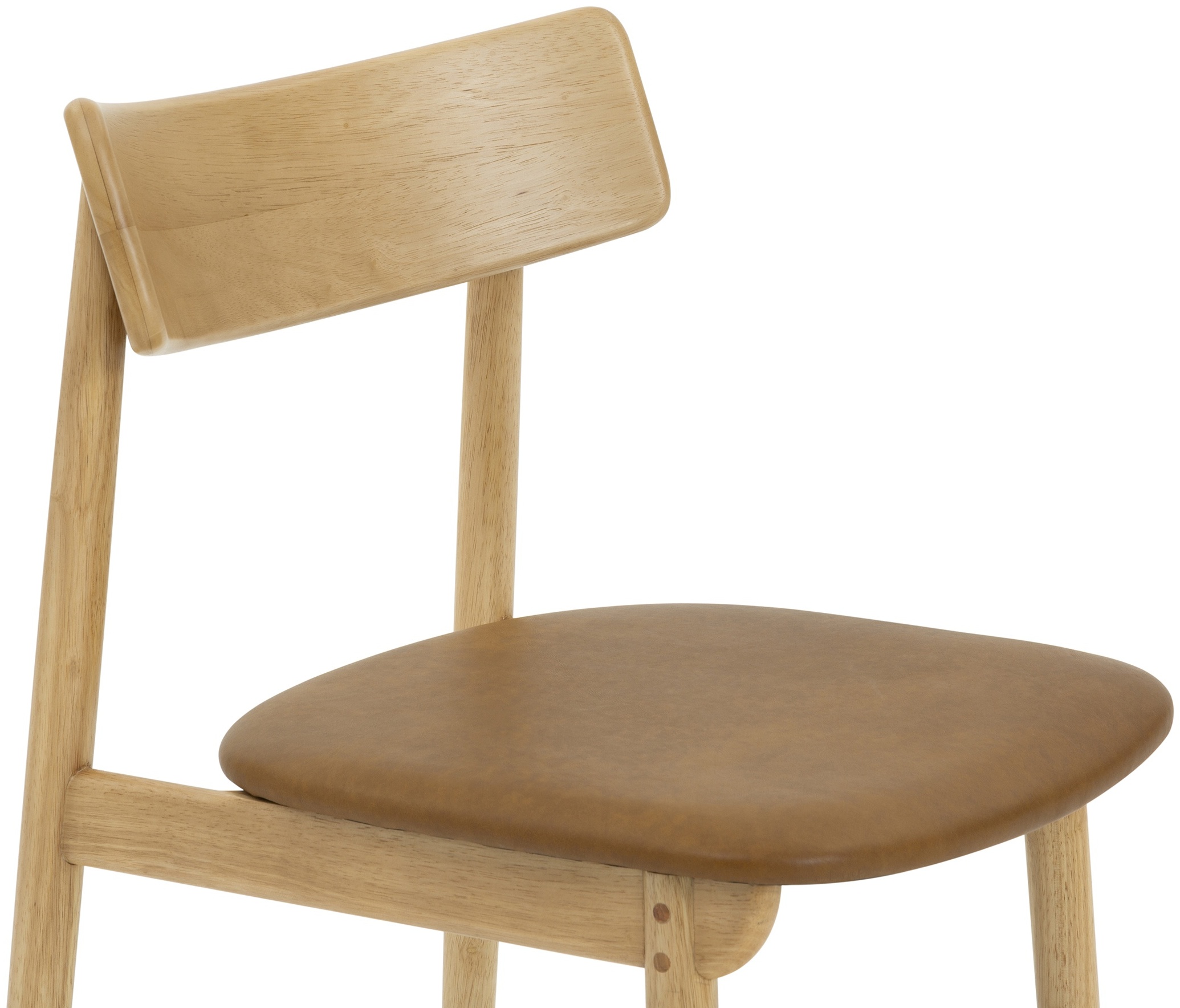 silla de comedor connect con marco de rubberwood natural sólido, Cuero Oxford Spice - image 5