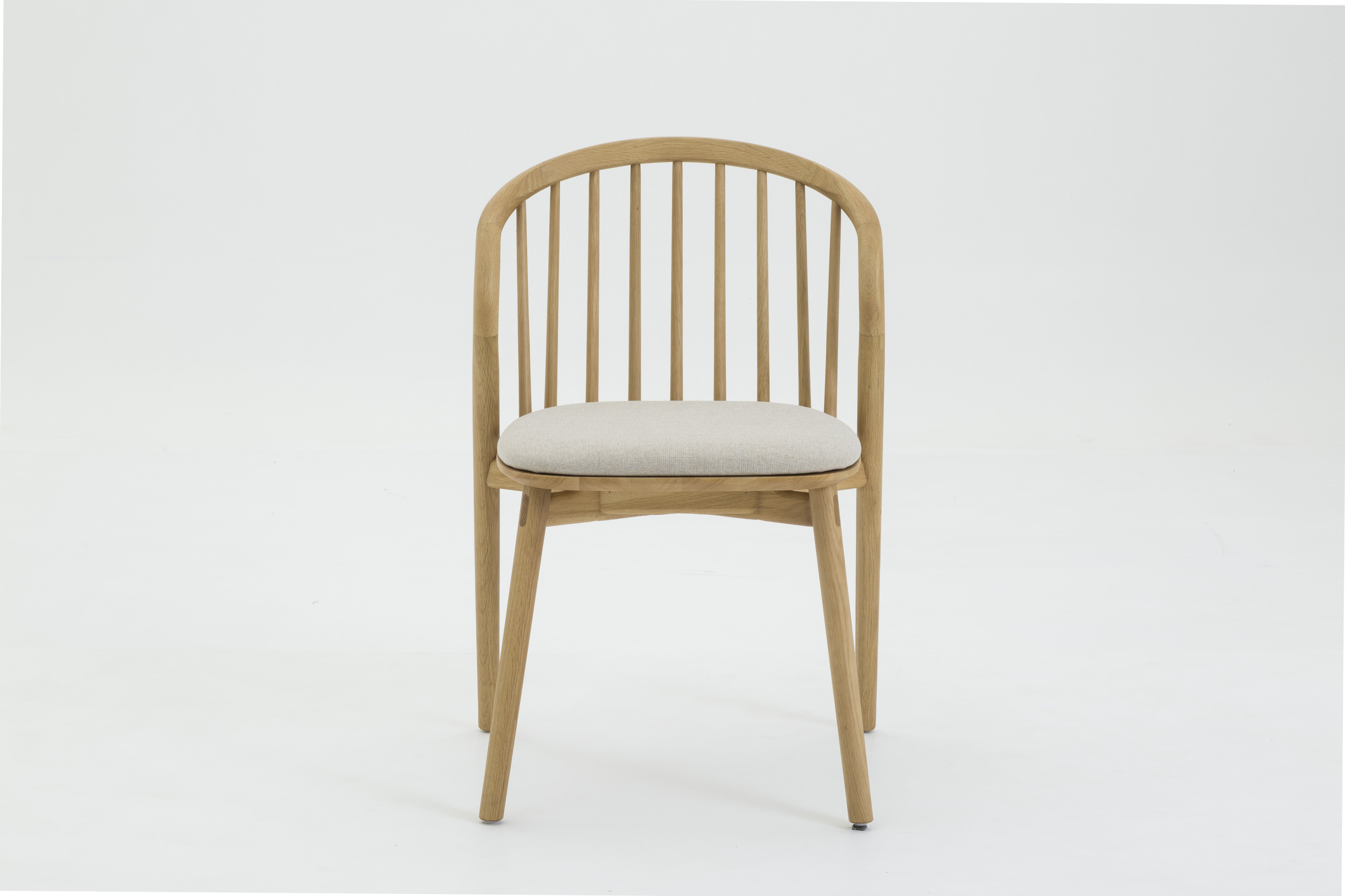 Silla de comedor Luna con marco sólido de rubberwood natural, tela Diego Cream - image 1