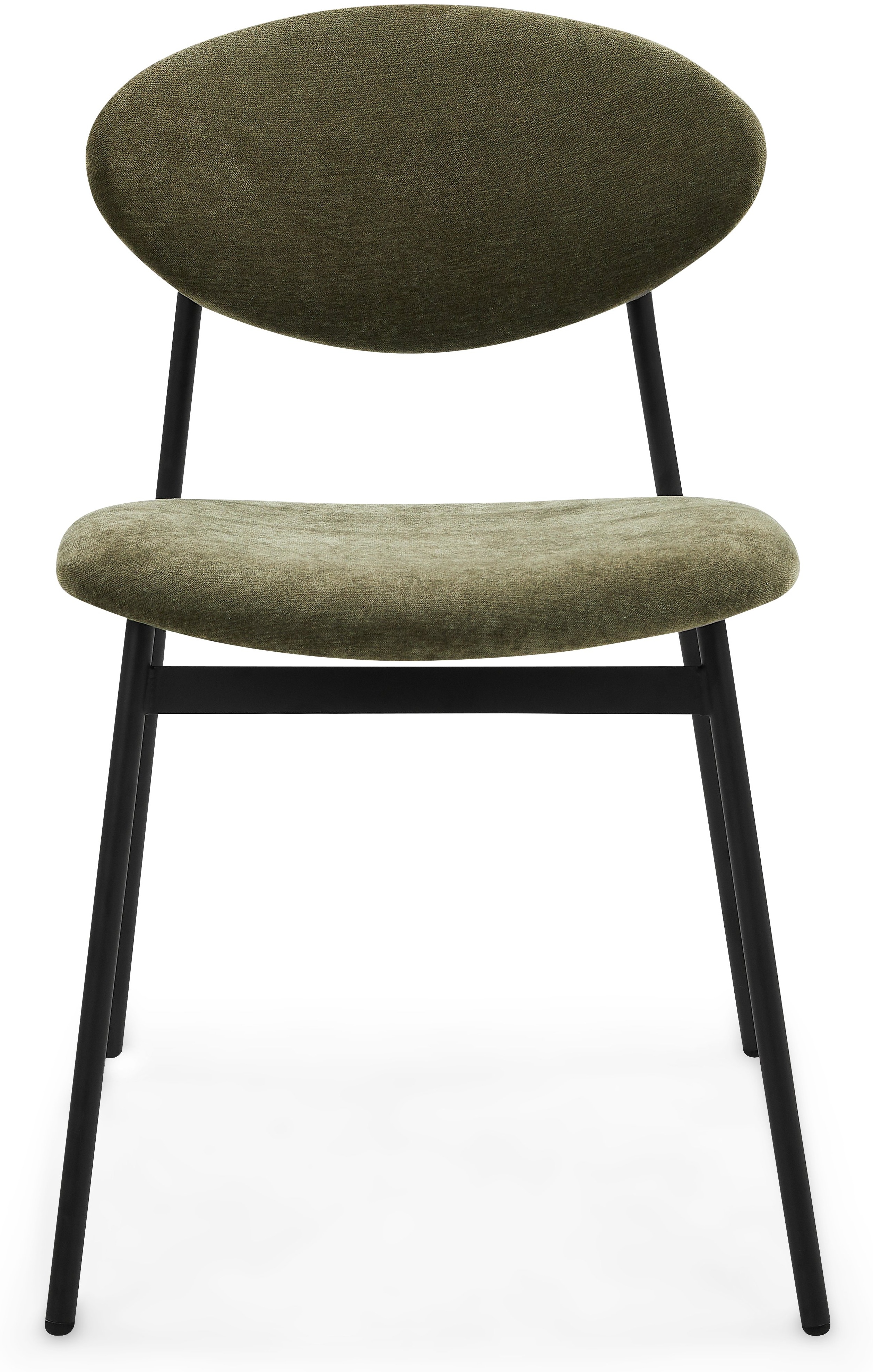 Silla de comedor Milton con marco de acero recubierto en pintura electrostática negra, tela Moss Olive. - image 2