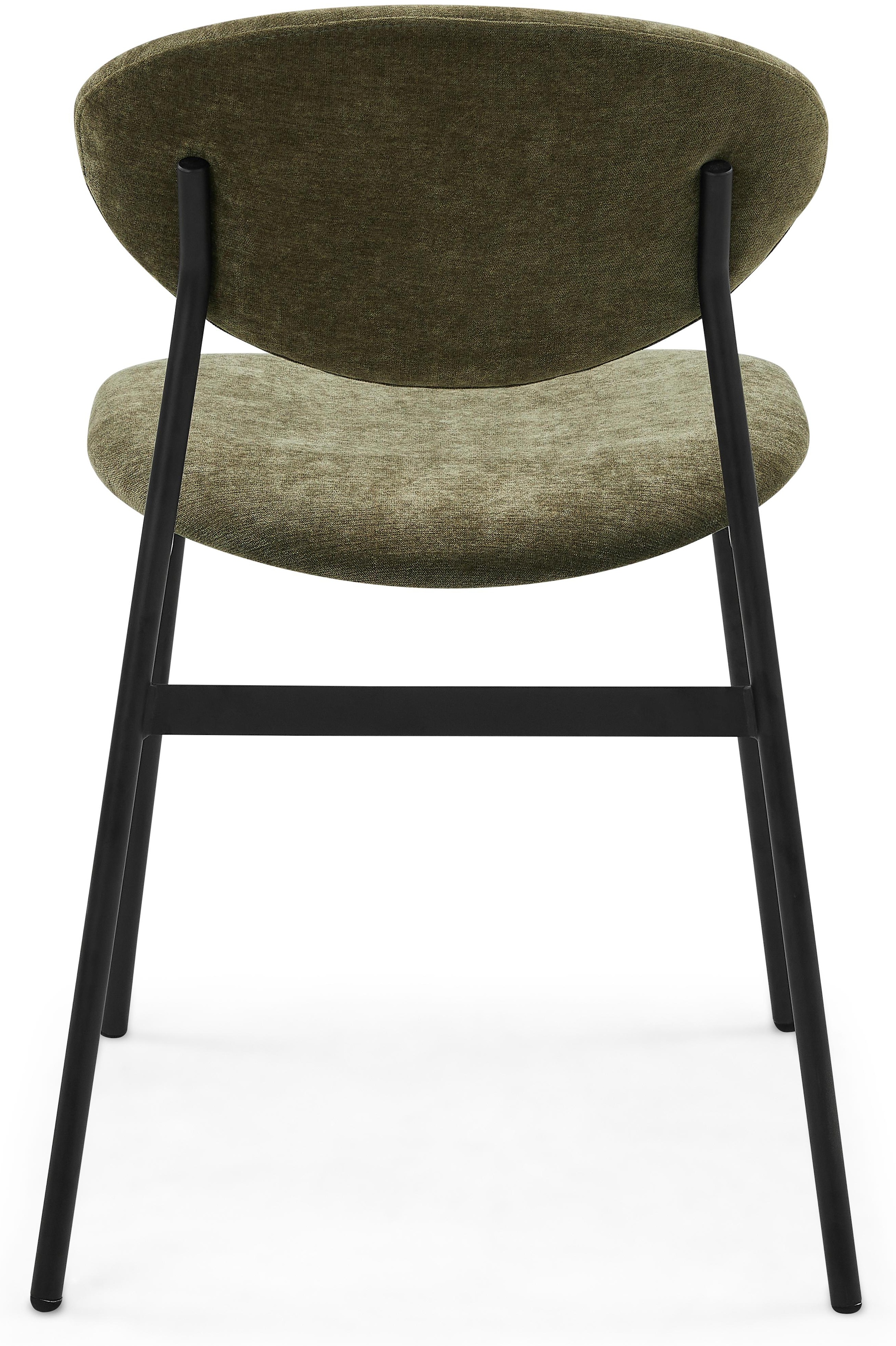 Silla de comedor Milton con marco de acero recubierto en pintura electrostática negra, tela Moss Olive. - image 3
