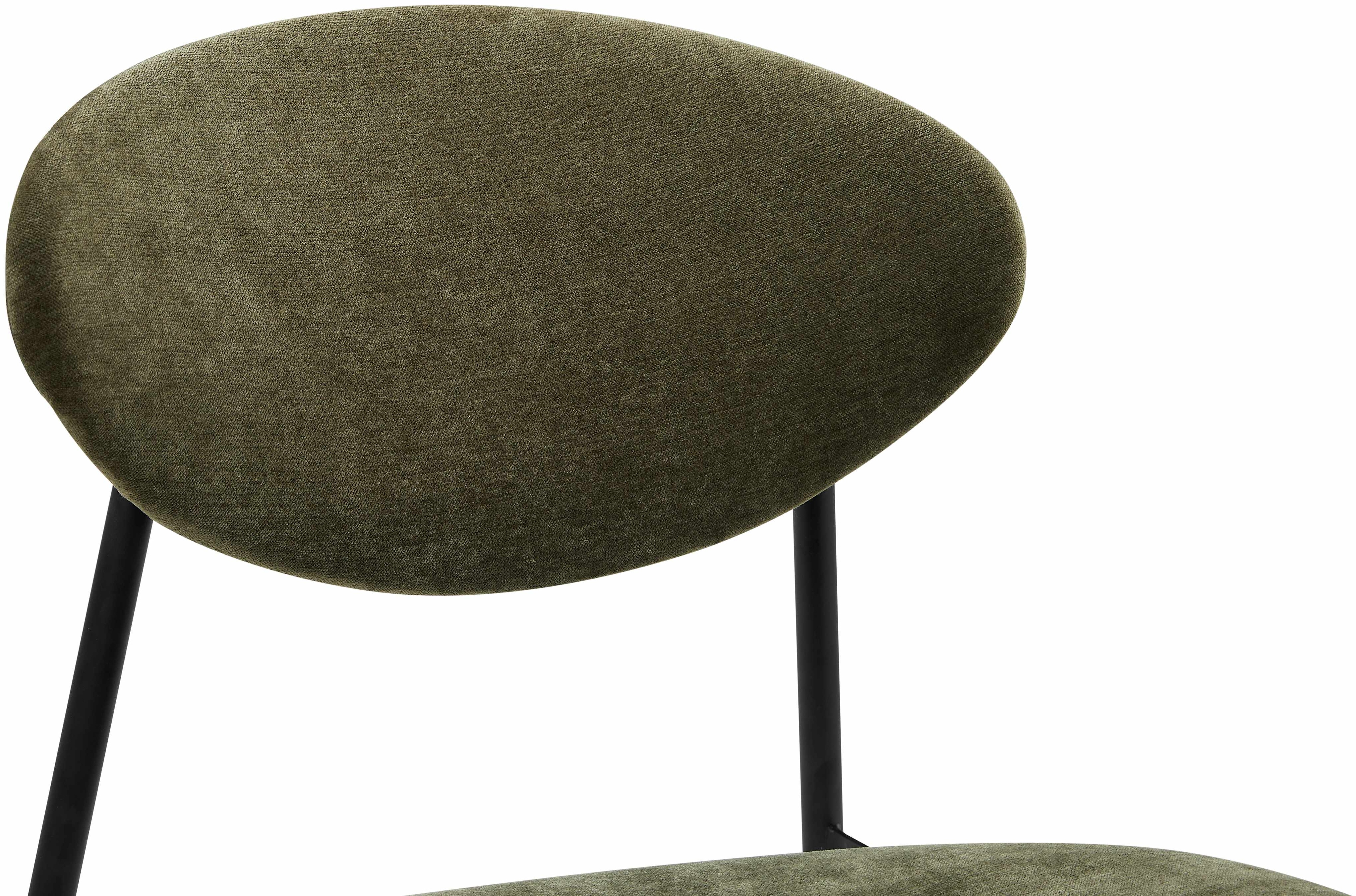 Silla de comedor Milton con marco de acero recubierto en pintura electrostática negra, tela Moss Olive. - image 4