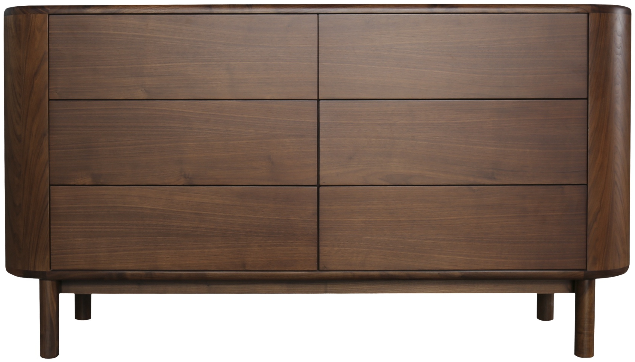 Cómoda Froda con marco sólido de walnut natural, cuerpo de chapa de walnut natural, 160 cm. - image 1