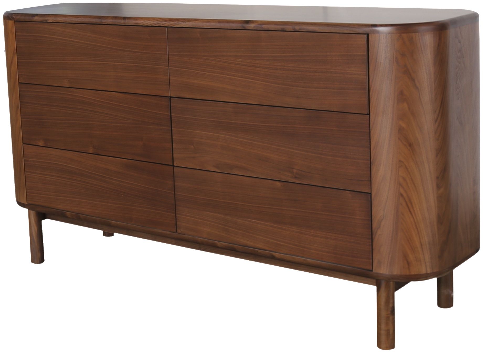 Cómoda Froda con marco sólido de walnut natural, cuerpo de chapa de walnut natural, 160 cm. - image 2