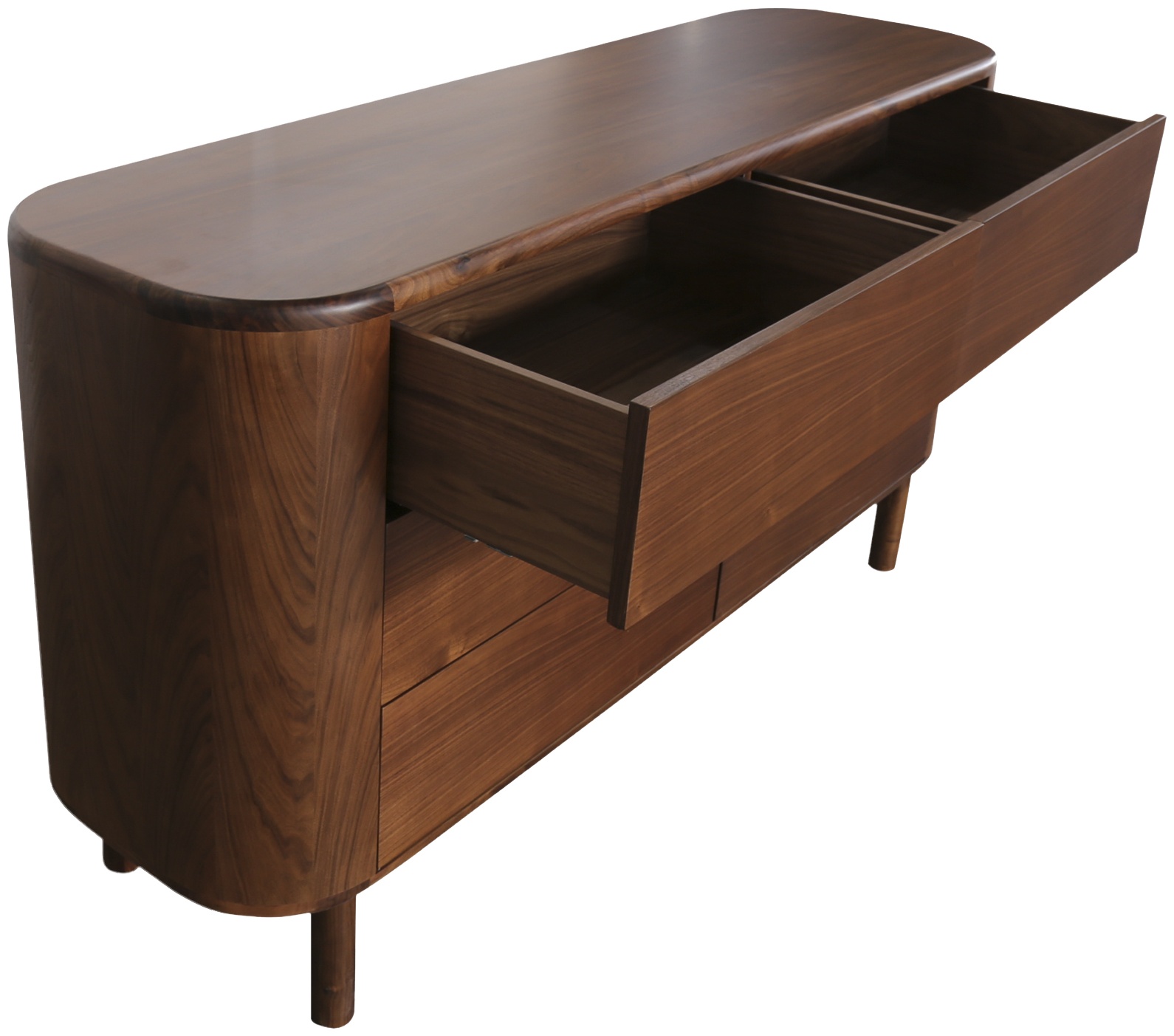 Cómoda Froda con marco sólido de walnut natural, cuerpo de chapa de walnut natural, 160 cm. - image 3
