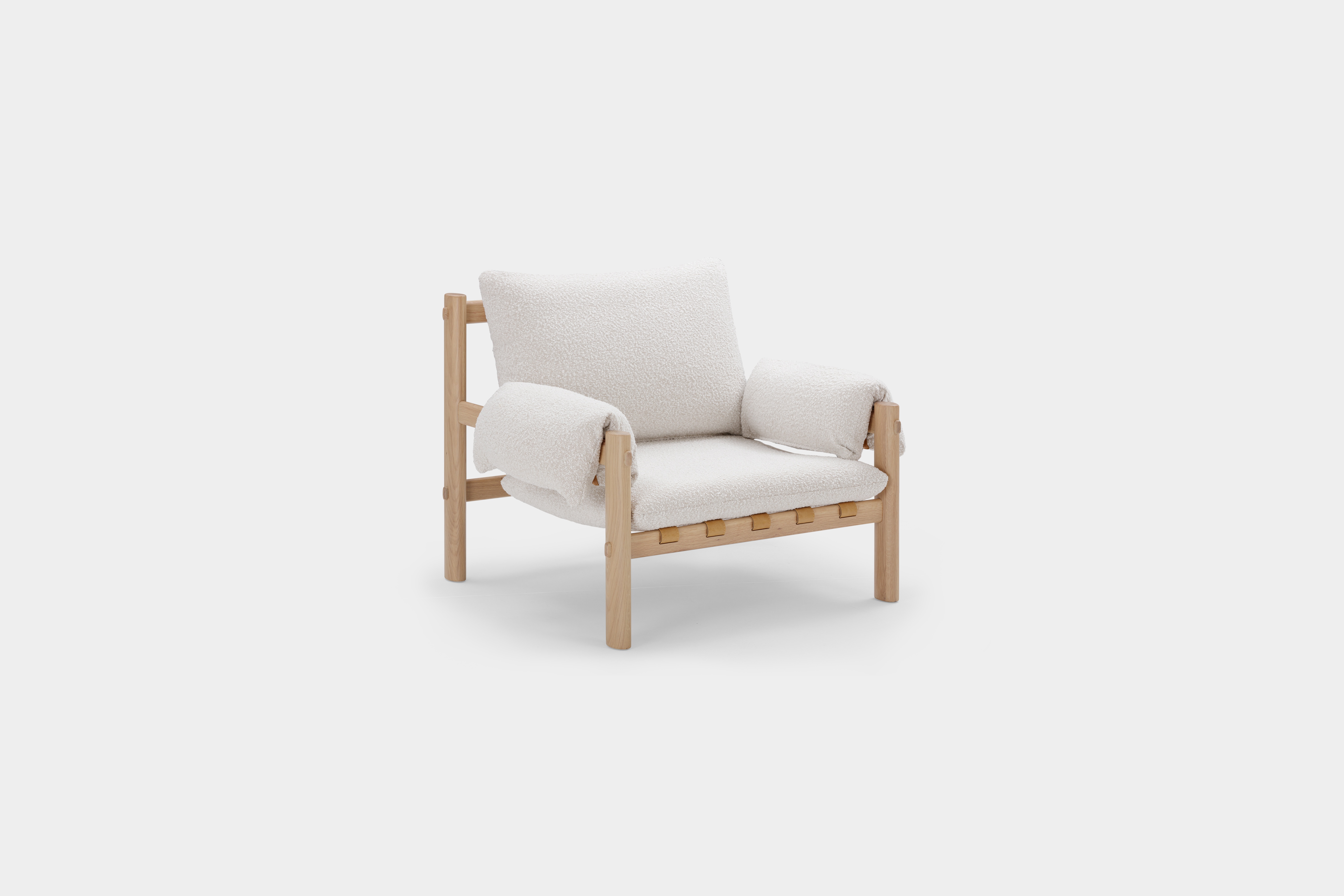 Abbe Lounge Chair with Solid natural oak frame, Olana Off White Fabric - image 1