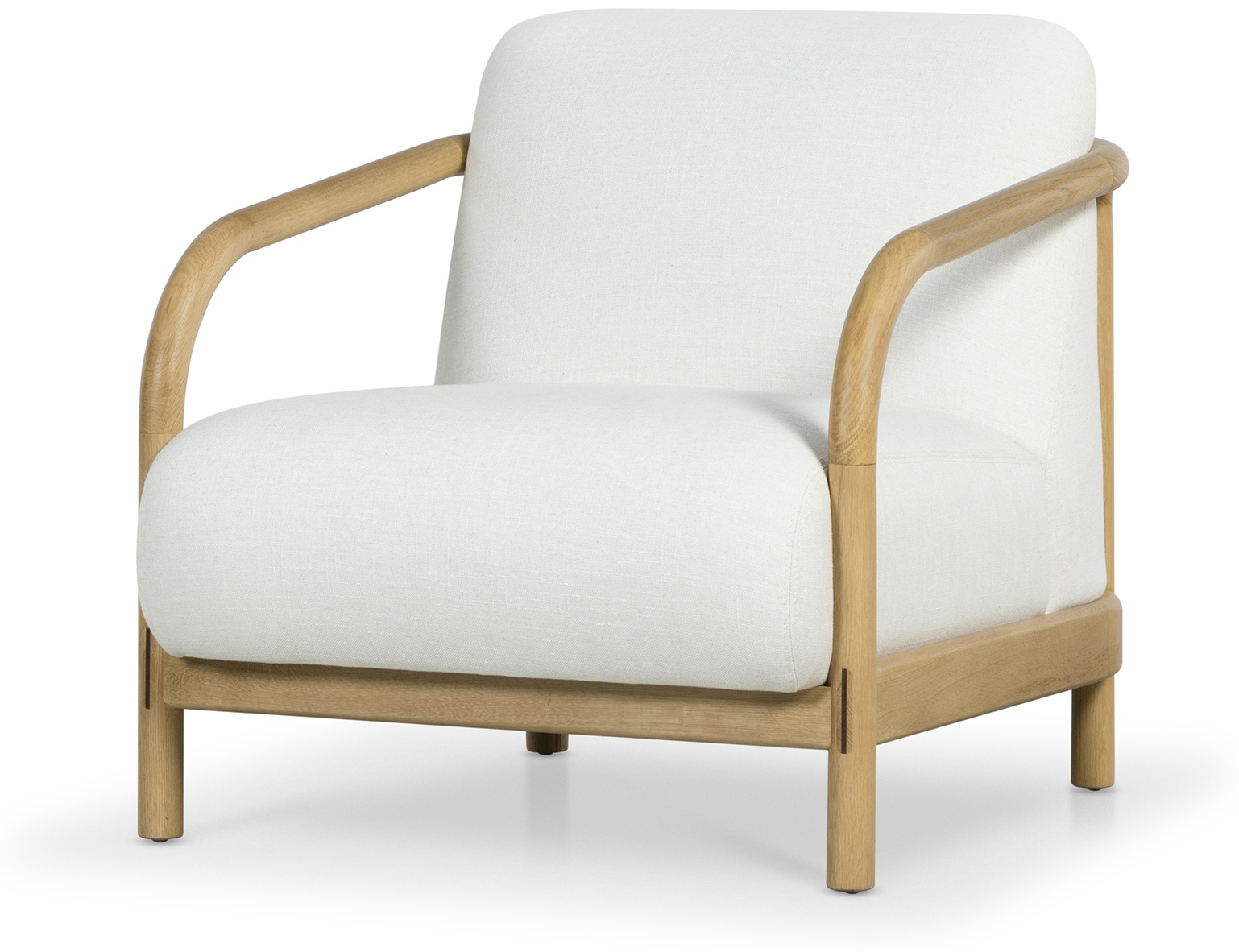 Poltrona Alma con marco sólido de rubberwood natural, tela Diego Cream. - image 1